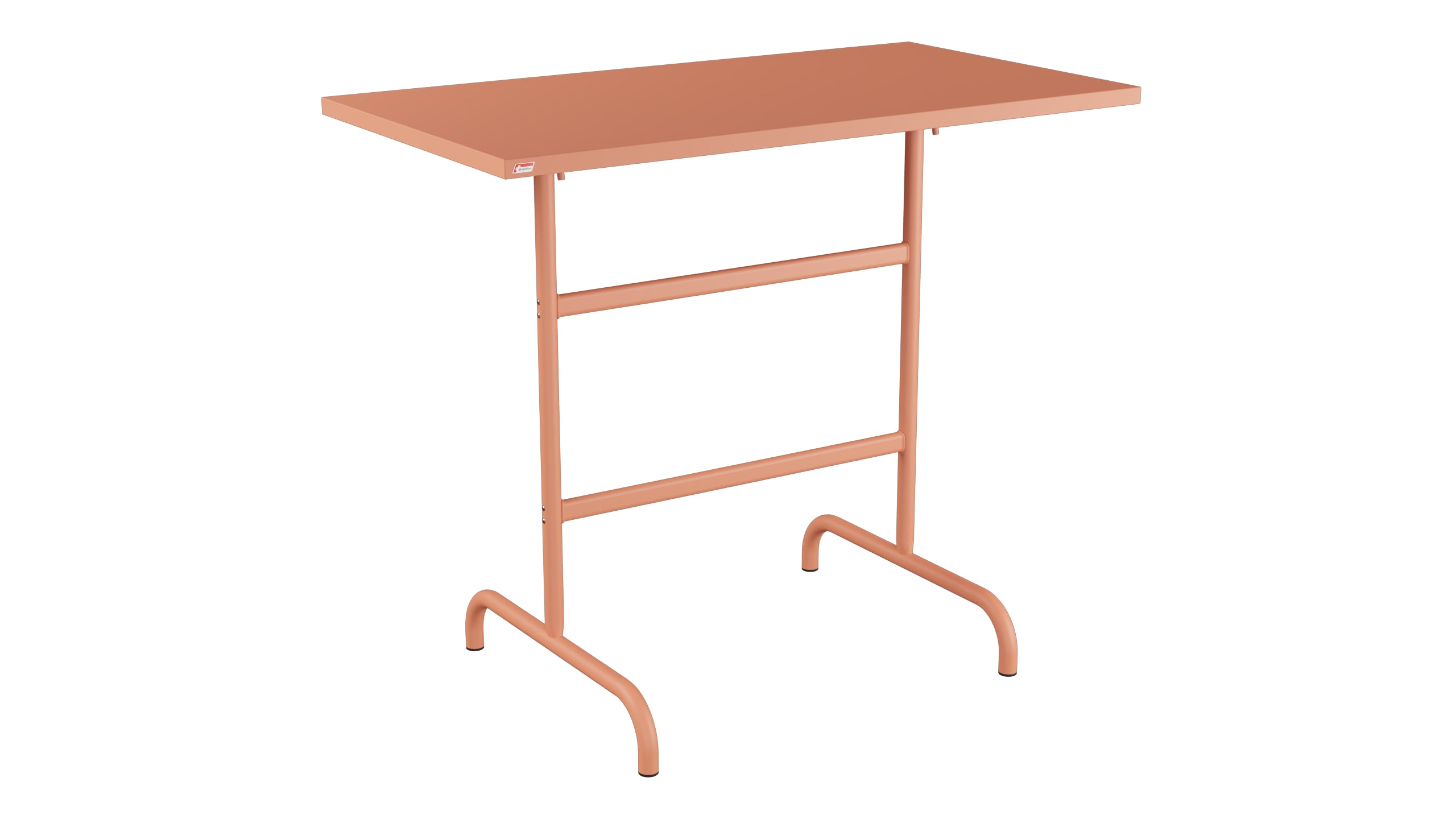 Säntis Metall-Stehtisch Outdoor 130x70 /110 klappbar in Pastellterracotta präsentiert im Onlineshop von KAQTU Design AG. Hochtisch Outdoor ist von Schaffner