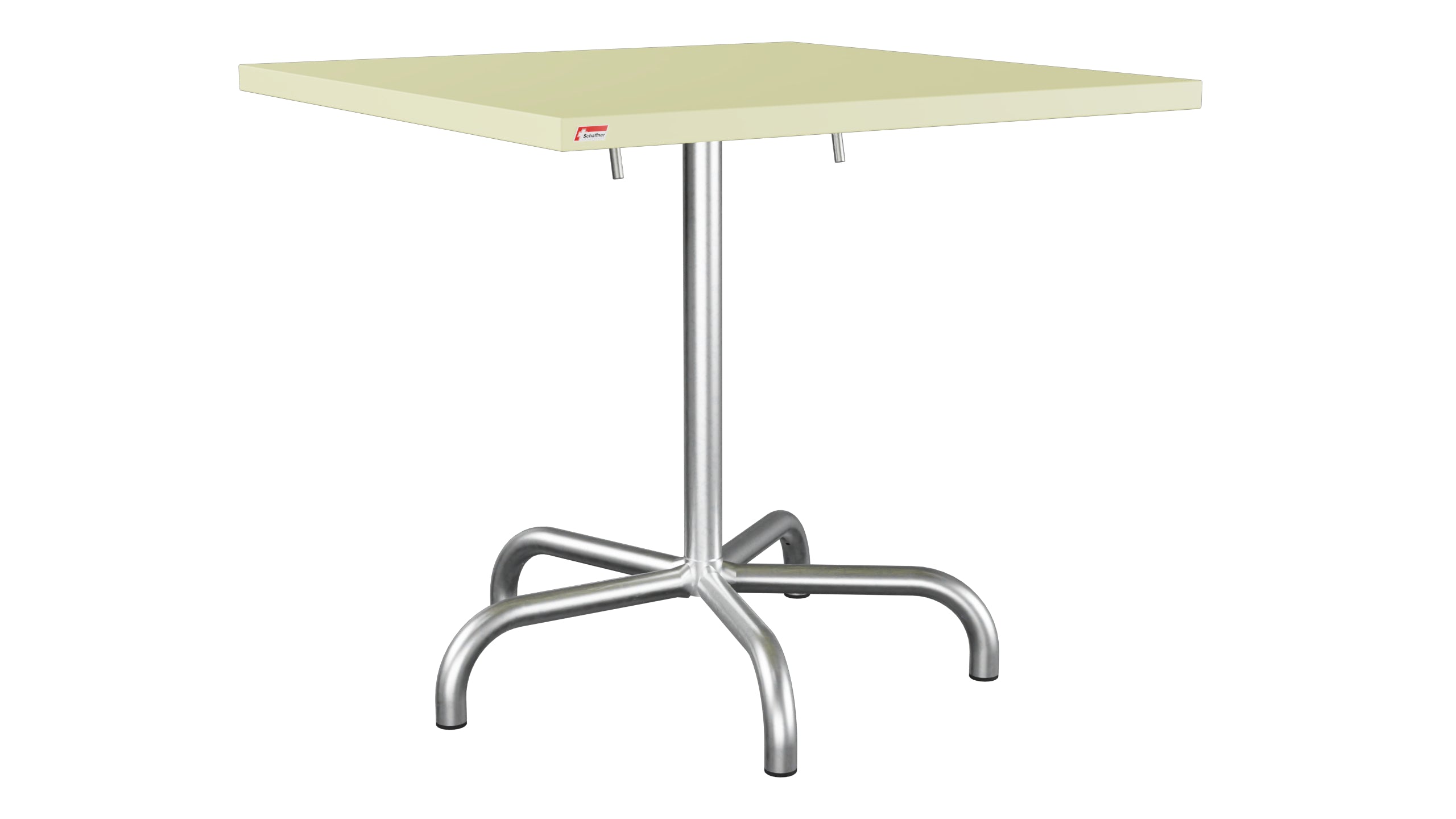 Säntis Metall-Gartentisch 80x80 klappbar in Buchsbaumgelb präsentiert im Onlineshop von KAQTU Design AG. Gartentisch ist von Schaffner