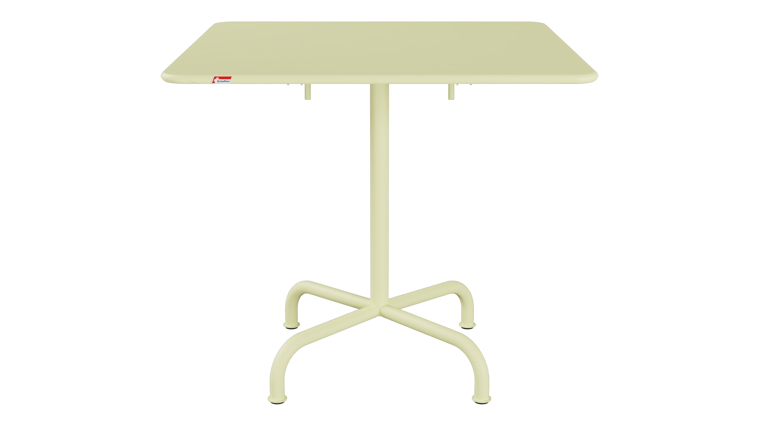 Rigi Metall-Gartentisch 80x80 klappbar in Buchsbaumgelb präsentiert im Onlineshop von KAQTU Design AG. Gartentisch ist von Schaffner