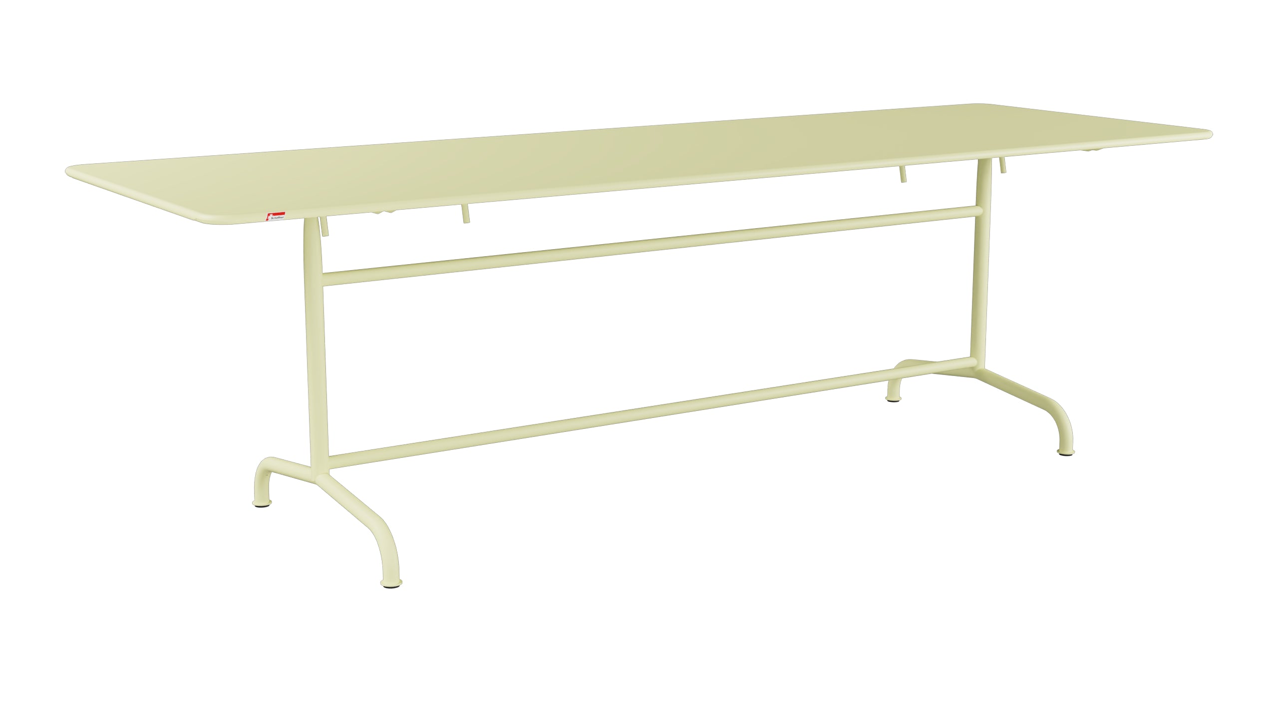 Rigi Metall-Gartentisch 240x80 klappbar in Buchsbaumgelb präsentiert im Onlineshop von KAQTU Design AG. Gartentisch ist von Schaffner