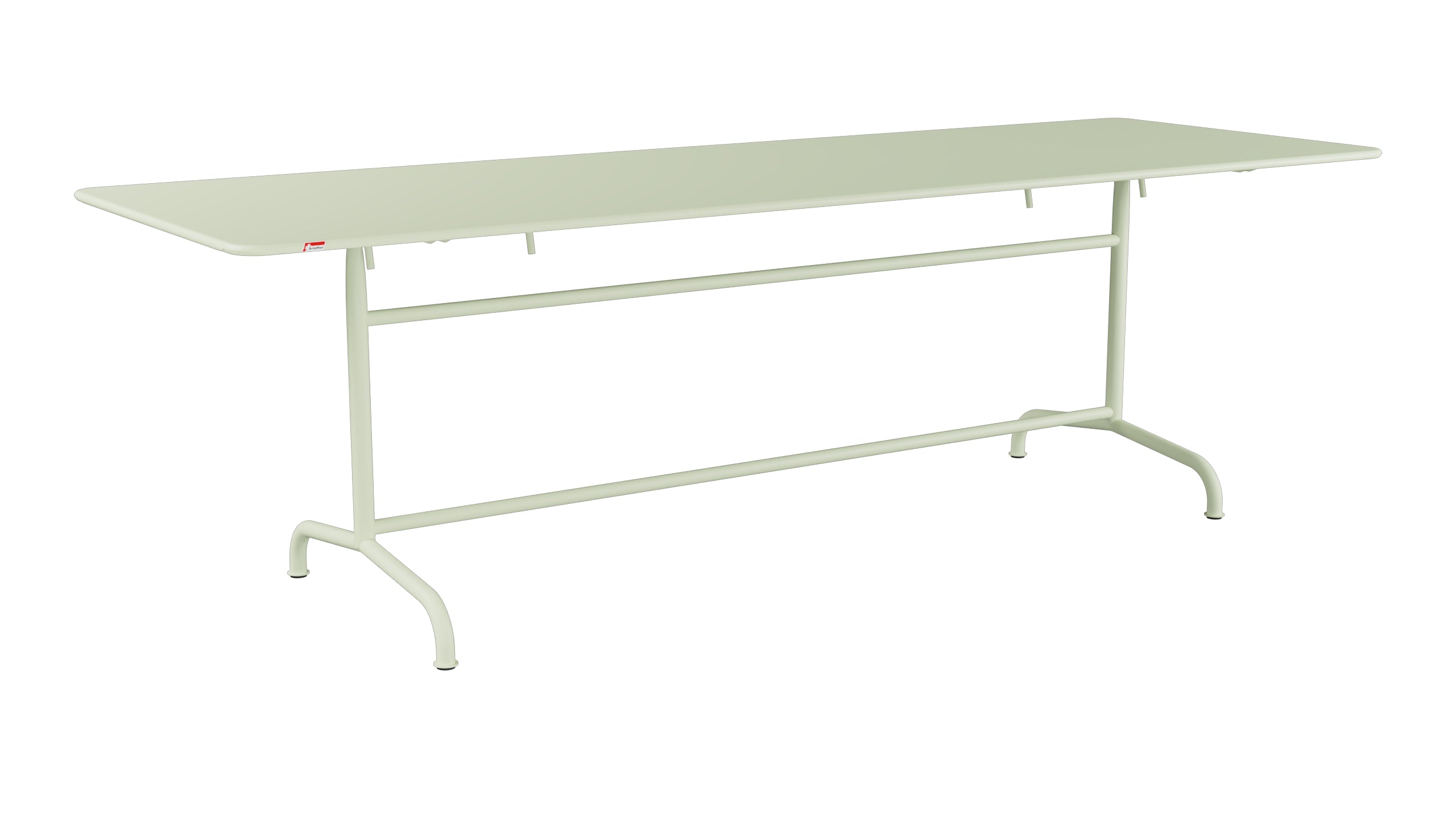 Rigi Metall-Gartentisch 240x80 klappbar in Pastellgrün präsentiert im Onlineshop von KAQTU Design AG. Gartentisch ist von Schaffner