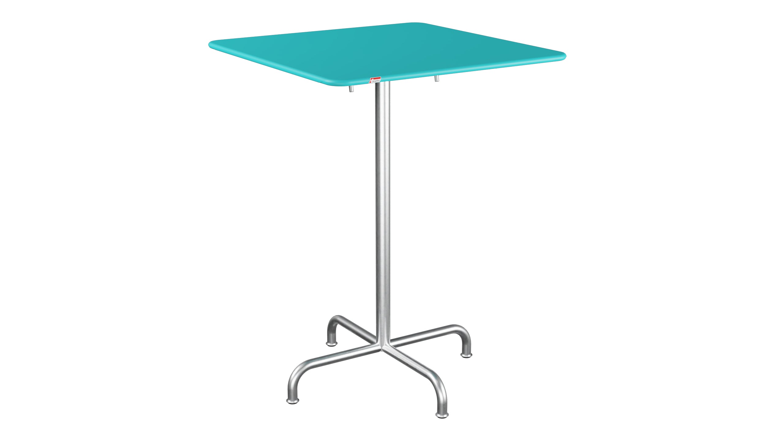 Rigi Metall-Stehtisch Outdoor 80x80 / 110 klappbar in Türkis präsentiert im Onlineshop von KAQTU Design AG. Hochtisch Outdoor ist von Schaffner