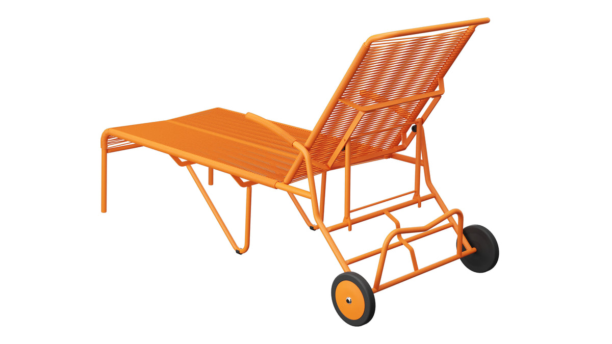 Säntis Spaghetti-Rollenliege in Orange präsentiert im Onlineshop von KAQTU Design AG. Liegestuhl ist von Schaffner