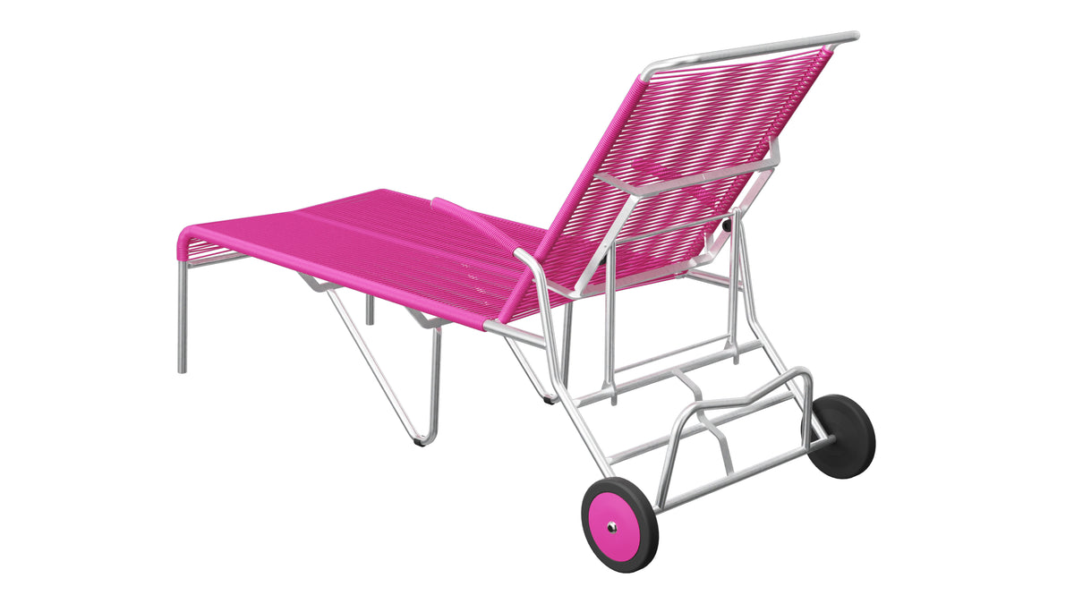 Säntis Spaghetti-Rollenliege in Pink präsentiert im Onlineshop von KAQTU Design AG. Liegestuhl ist von Schaffner