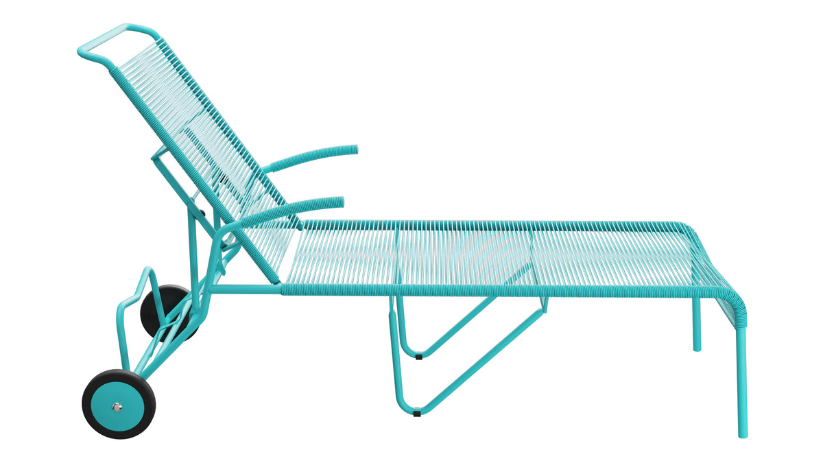 Säntis Spaghetti-Rollenliege in Türkis präsentiert im Onlineshop von KAQTU Design AG. Liegestuhl ist von Schaffner