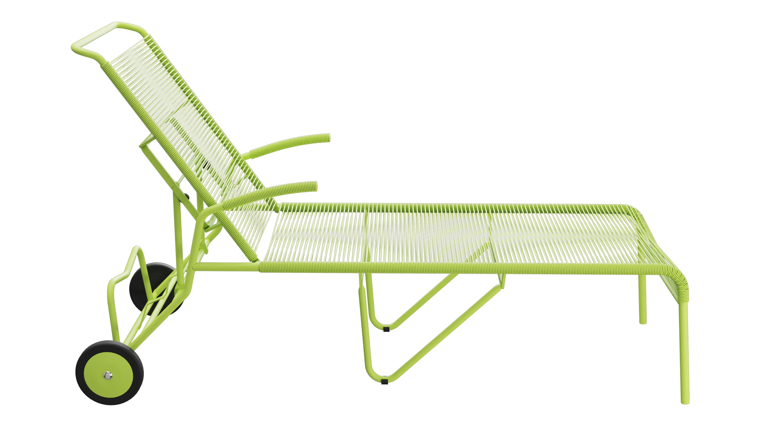 Säntis Spaghetti-Rollenliege in Hellgrün präsentiert im Onlineshop von KAQTU Design AG. Liegestuhl ist von Schaffner