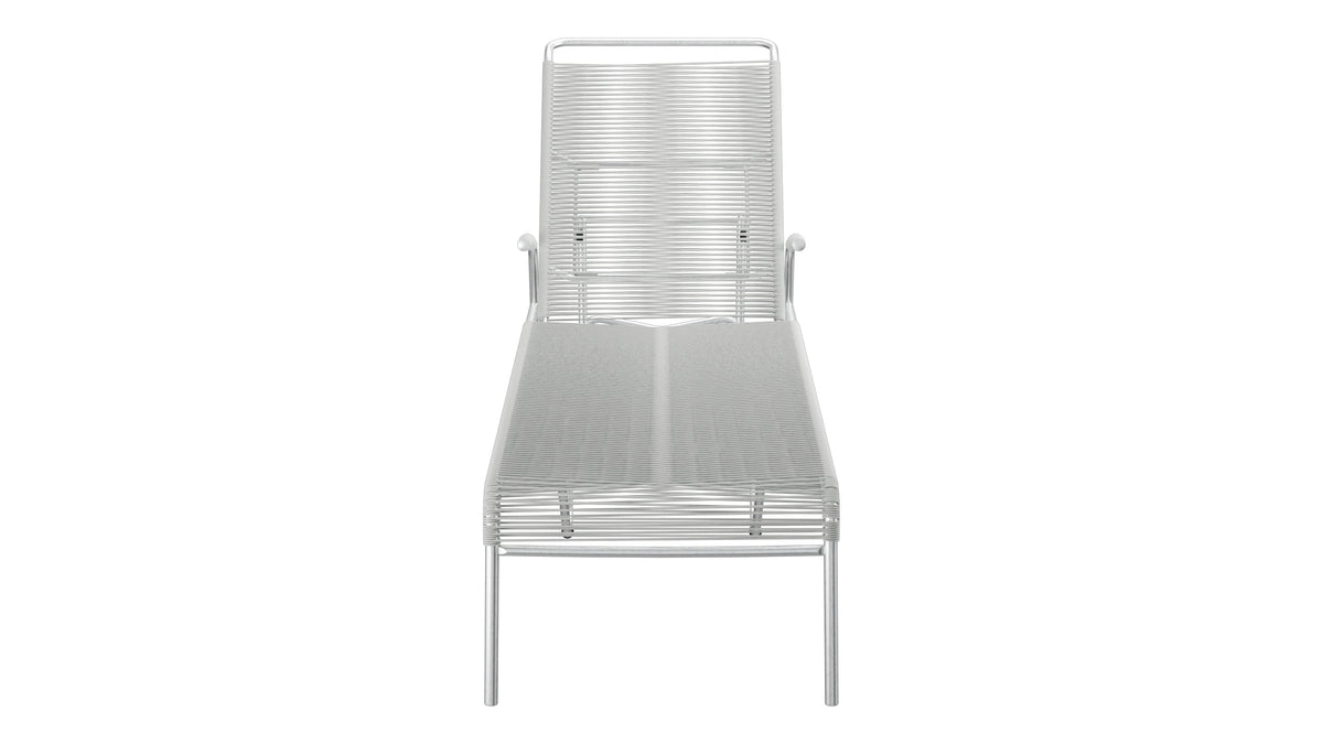 Säntis Spaghetti-Rollenliege in Alusilber präsentiert im Onlineshop von KAQTU Design AG. Liegestuhl ist von Schaffner