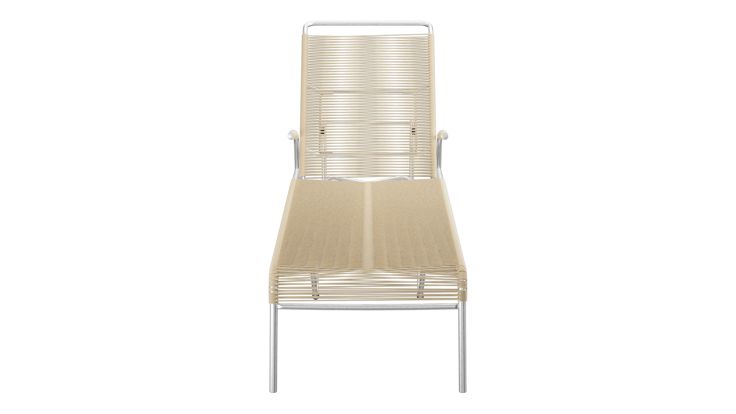 Säntis Spaghetti-Rollenliege in Pastellbraun präsentiert im Onlineshop von KAQTU Design AG. Liegestuhl ist von Schaffner