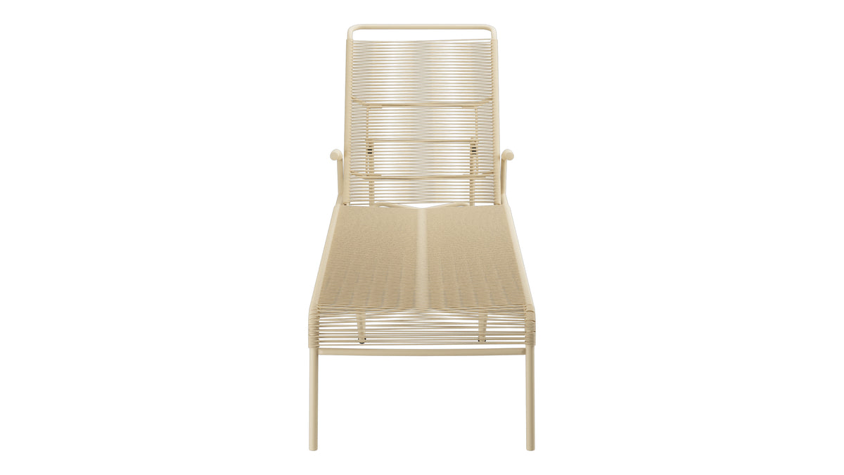 Säntis Spaghetti-Rollenliege in Pastellbraun präsentiert im Onlineshop von KAQTU Design AG. Liegestuhl ist von Schaffner