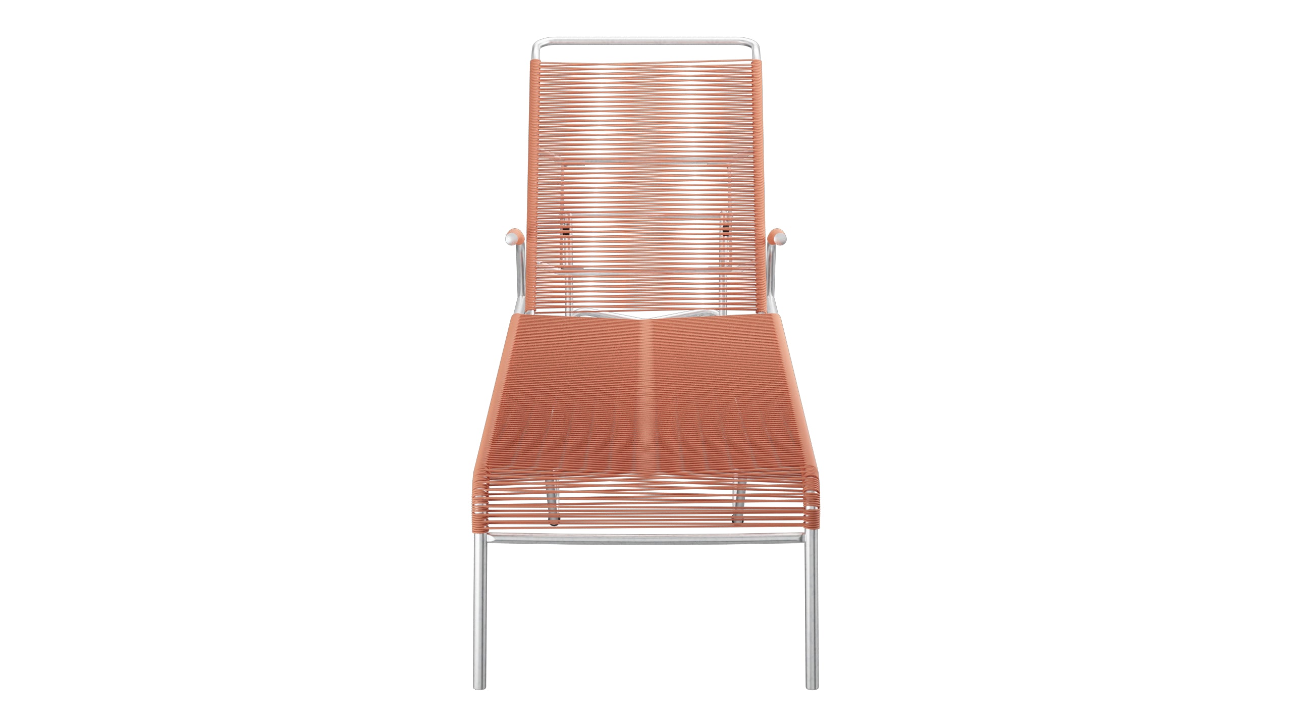 Säntis Spaghetti-Rollenliege in Pastellterracotta präsentiert im Onlineshop von KAQTU Design AG. Liegestuhl ist von Schaffner