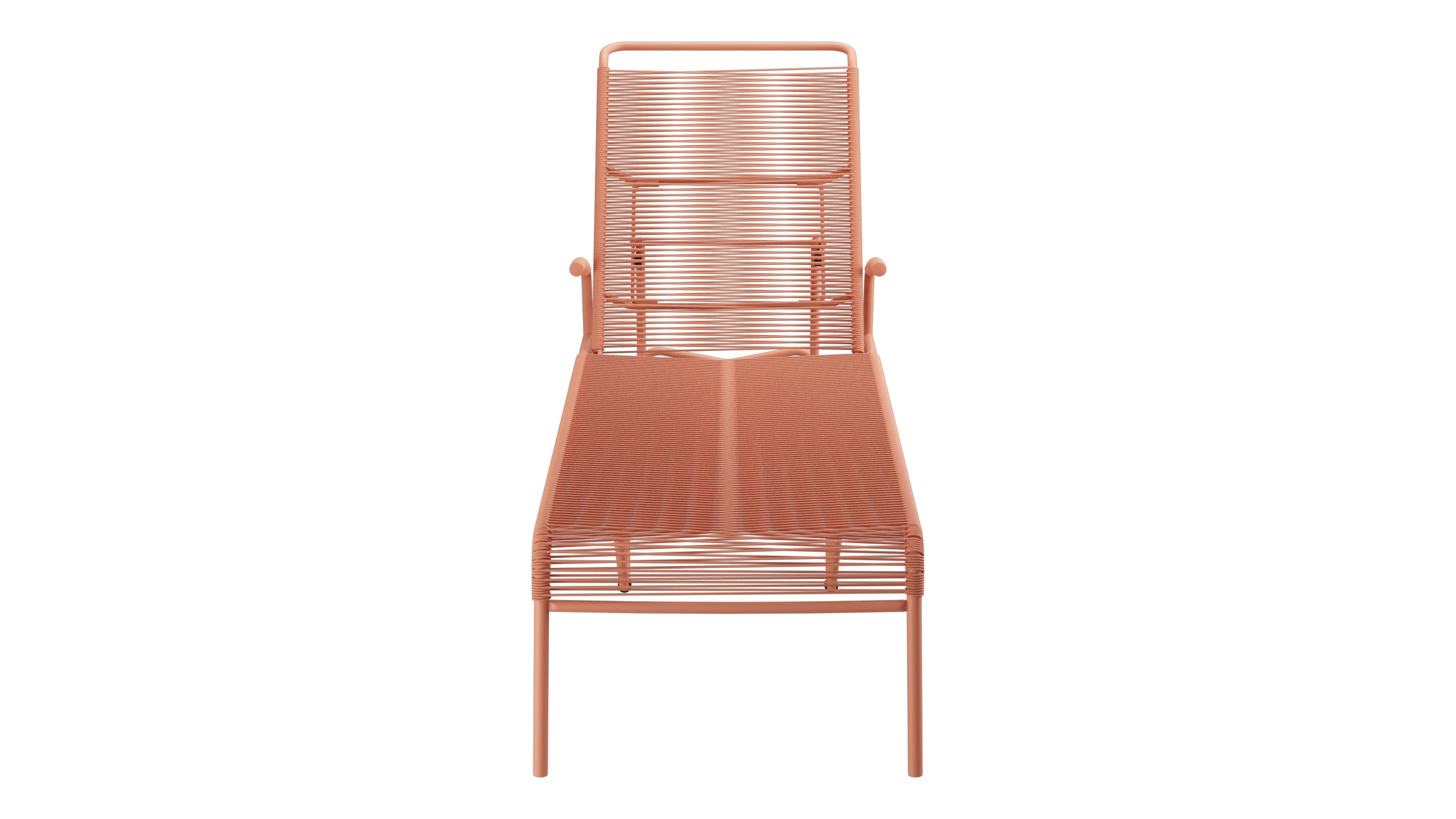 Säntis Spaghetti-Rollenliege in Pastellterracotta präsentiert im Onlineshop von KAQTU Design AG. Liegestuhl ist von Schaffner