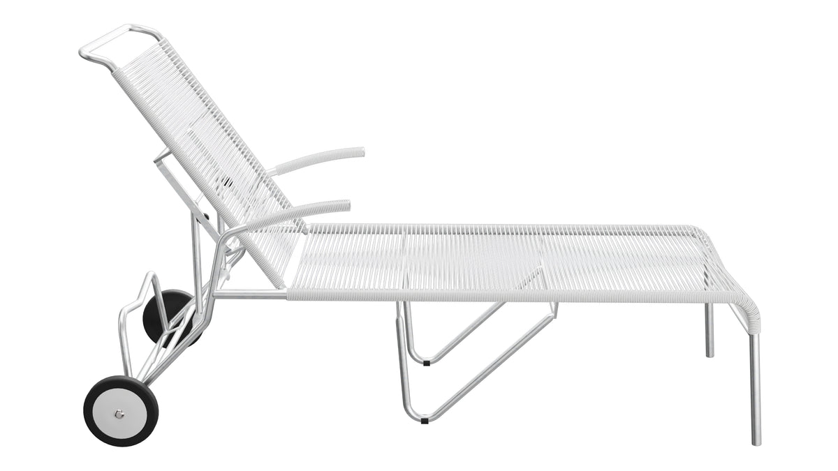 Säntis Spaghetti-Rollenliege in Weiss präsentiert im Onlineshop von KAQTU Design AG. Liegestuhl ist von Schaffner