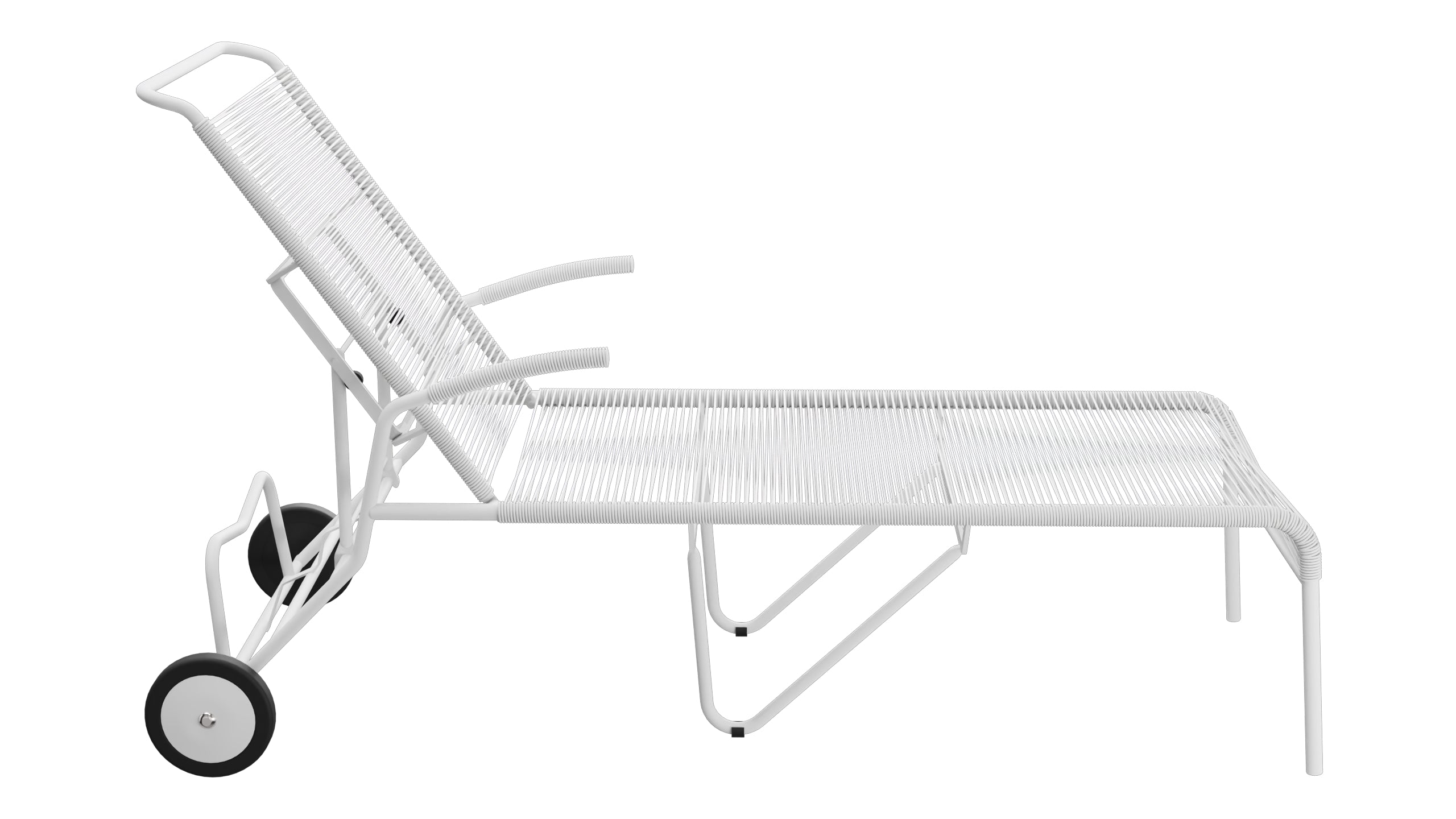 Säntis Spaghetti-Rollenliege in Weiss präsentiert im Onlineshop von KAQTU Design AG. Liegestuhl ist von Schaffner
