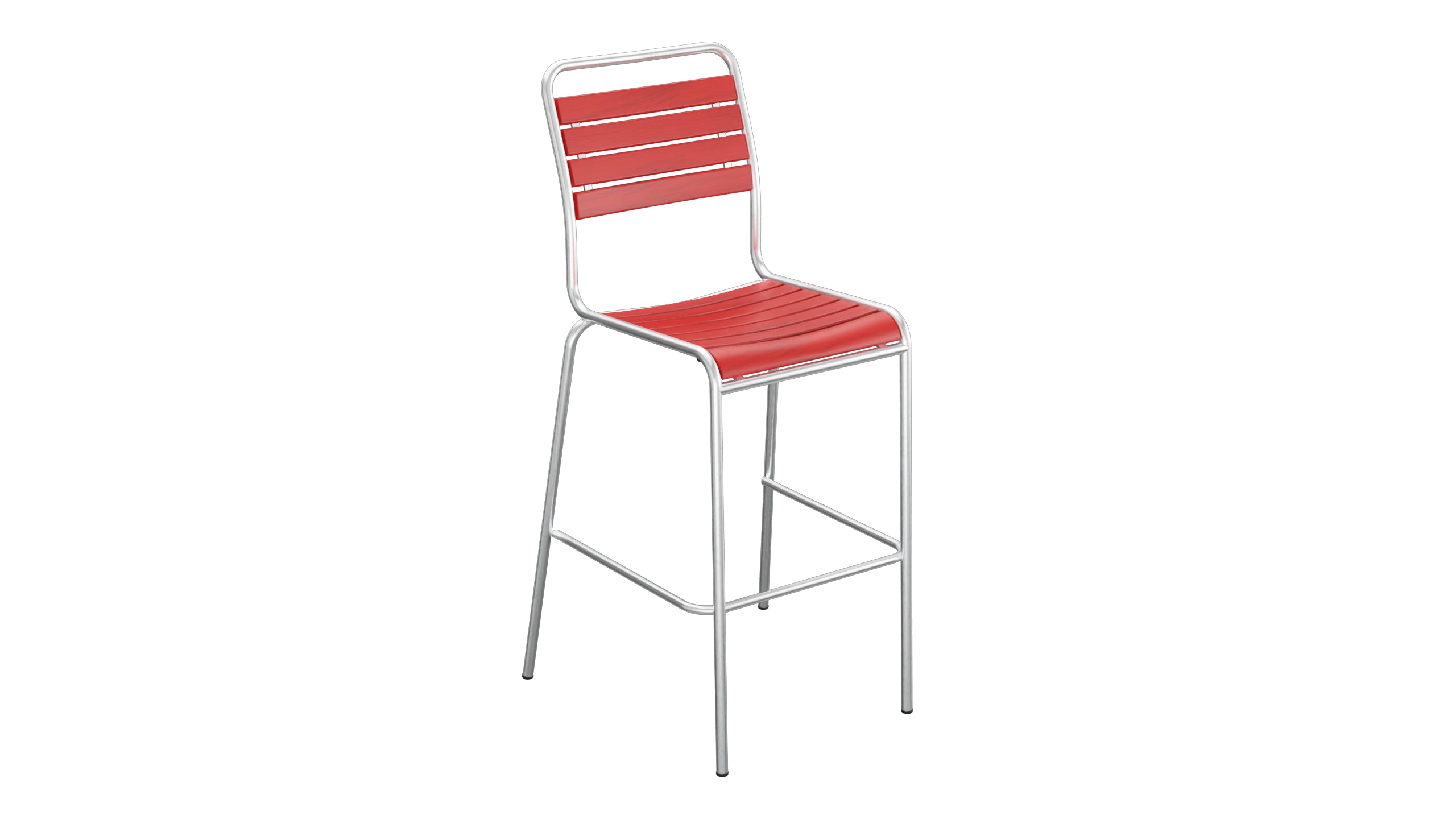 Rigi Holzlatten-Barstuhl ohne Armlehne in Rot präsentiert im Onlineshop von KAQTU Design AG. Outdoor-Barstuhl ist von Schaffner