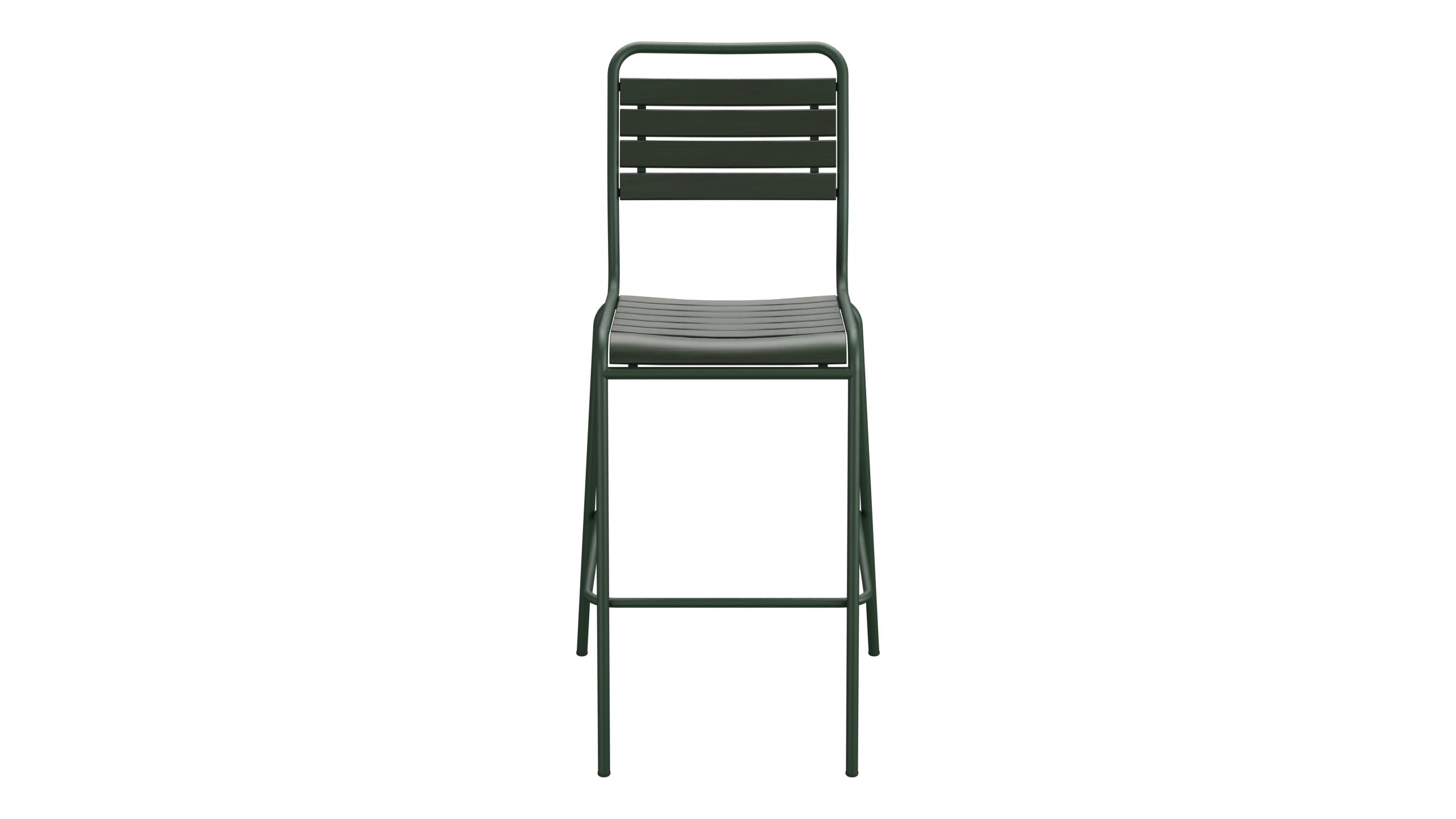 Rigi Holzlatten-Barstuhl ohne Armlehne in Tannengrün präsentiert im Onlineshop von KAQTU Design AG. Outdoor-Barstuhl ist von Schaffner