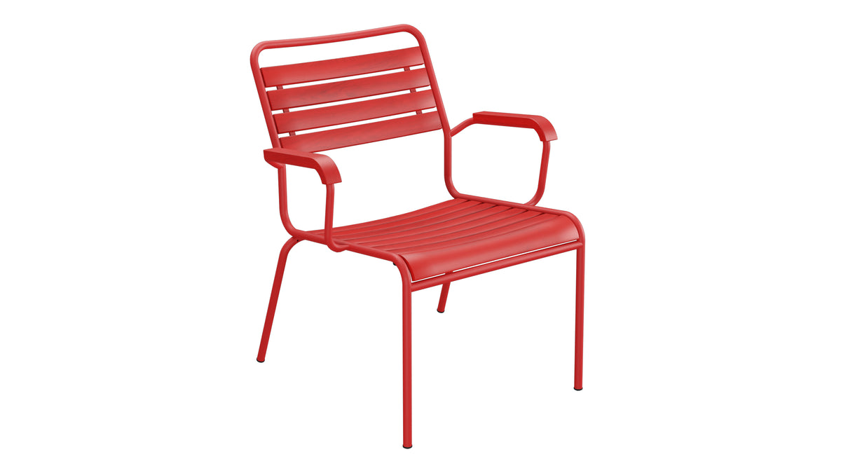 Rigi Holzlatten-Salonsessel mit Armlehne in Rot präsentiert im Onlineshop von KAQTU Design AG. Outdoor-Sessel mit Armlehnen ist von Schaffner