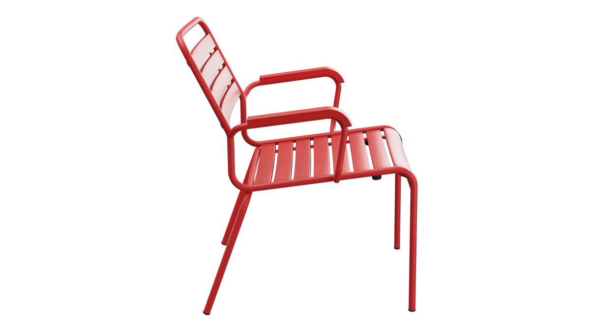 Rigi Holzlatten-Salonsessel mit Armlehne in Rot präsentiert im Onlineshop von KAQTU Design AG. Outdoor-Sessel mit Armlehnen ist von Schaffner