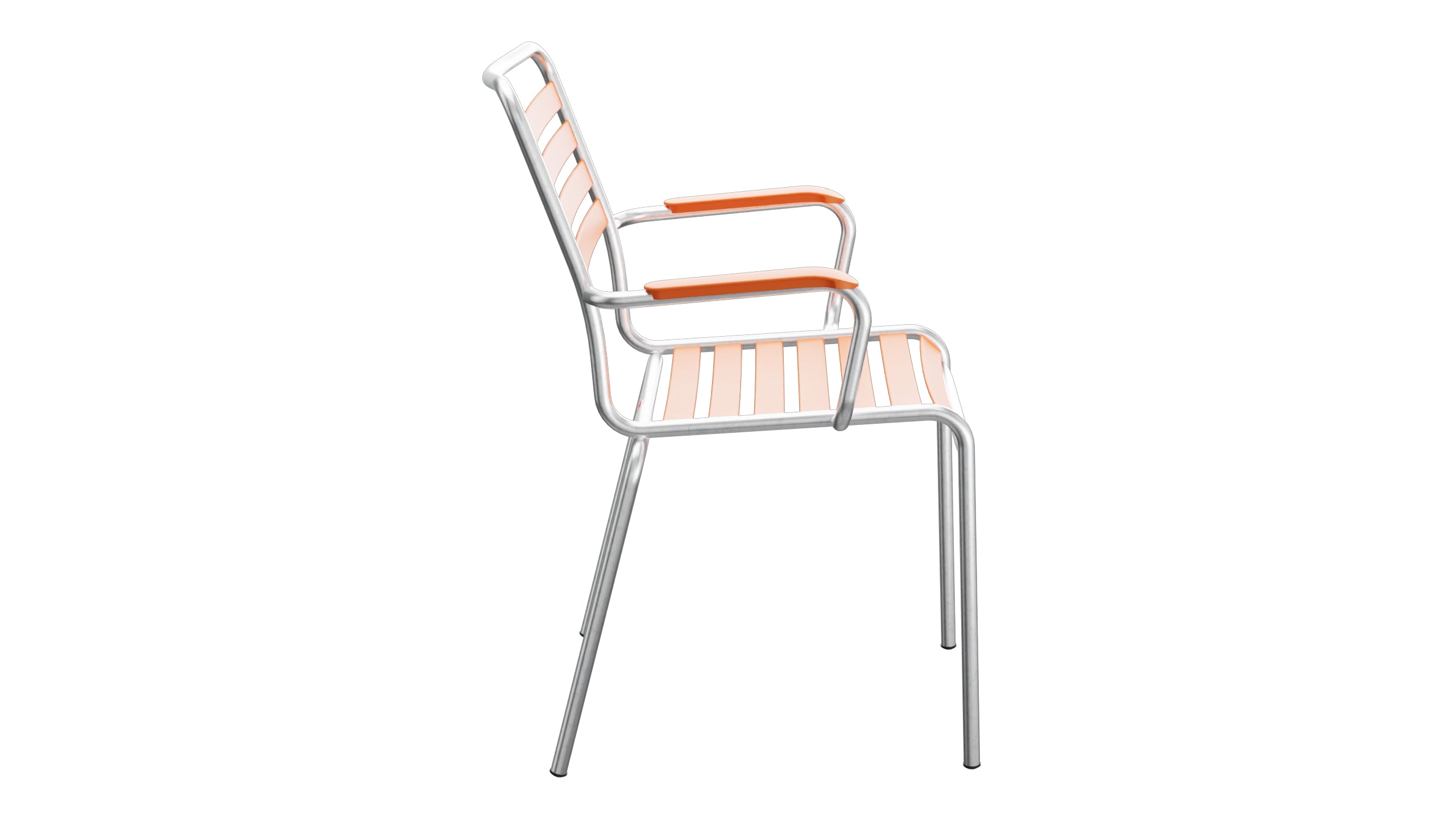 Rigi Lättli-Gartenstuhl mit Armlehne in Orange präsentiert im Onlineshop von KAQTU Design AG. Gartenstuhl mit Armlehnen ist von Schaffner