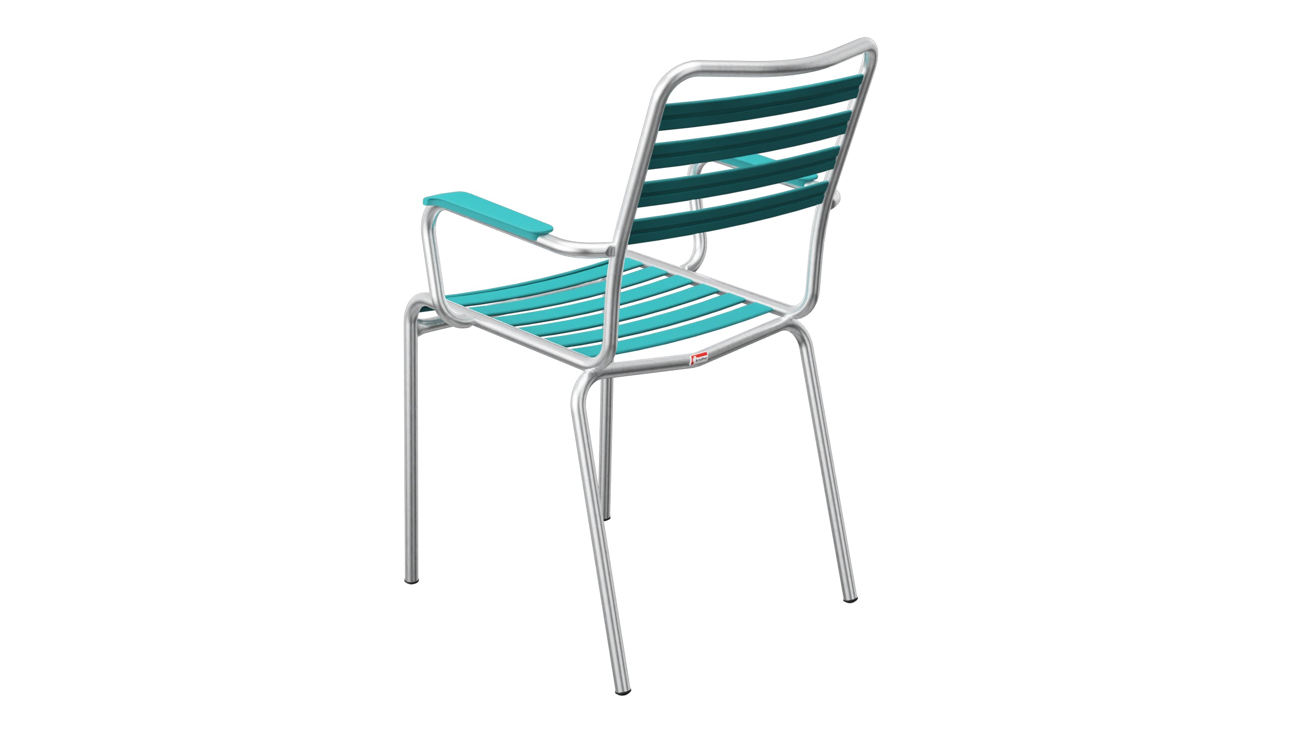 Rigi Lättli-Gartenstuhl mit Armlehne in Kaliblau präsentiert im Onlineshop von KAQTU Design AG. Gartenstuhl mit Armlehnen ist von Schaffner