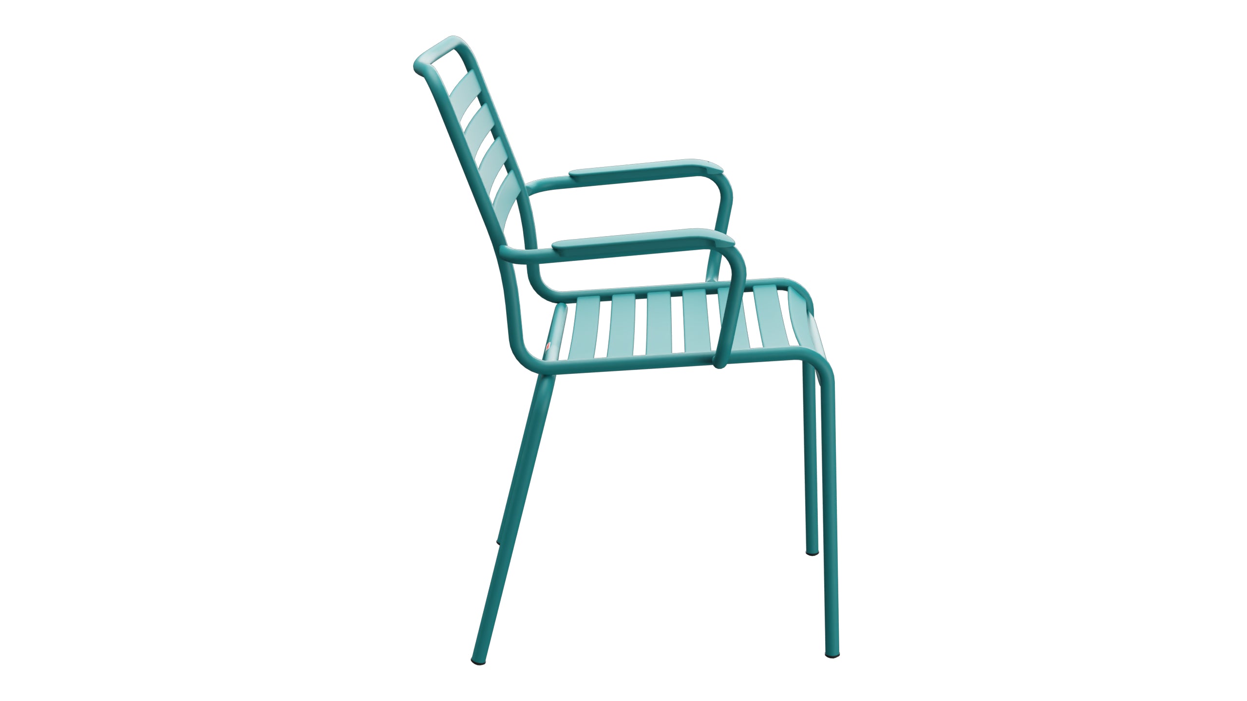 Rigi Lättli-Gartenstuhl mit Armlehne in Kaliblau präsentiert im Onlineshop von KAQTU Design AG. Gartenstuhl mit Armlehnen ist von Schaffner
