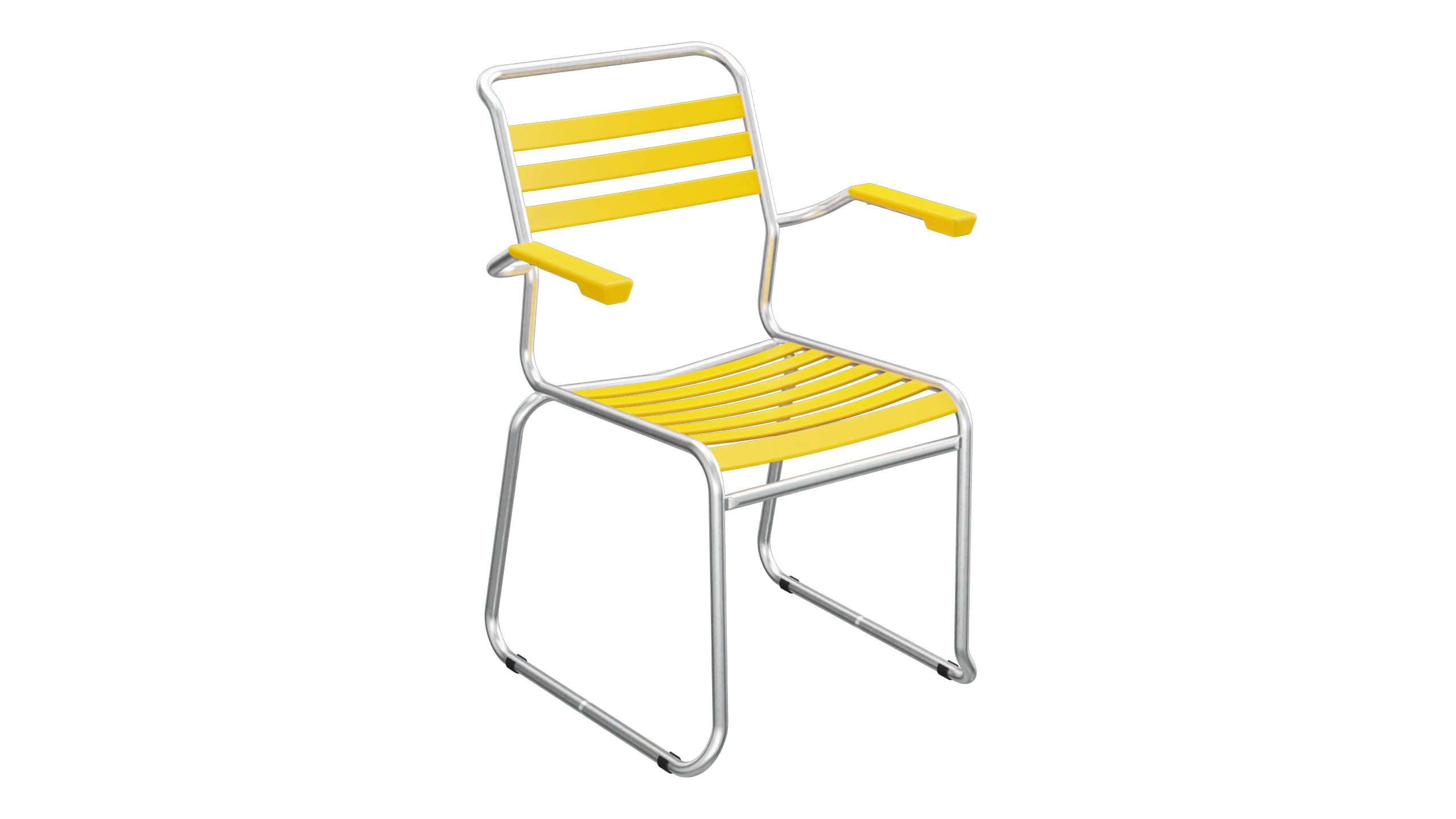 Säntis Lättli-Gartenstuhl mit Armlehne Kufen in Gelb präsentiert im Onlineshop von KAQTU Design AG. Gartenstuhl mit Armlehnen ist von Schaffner