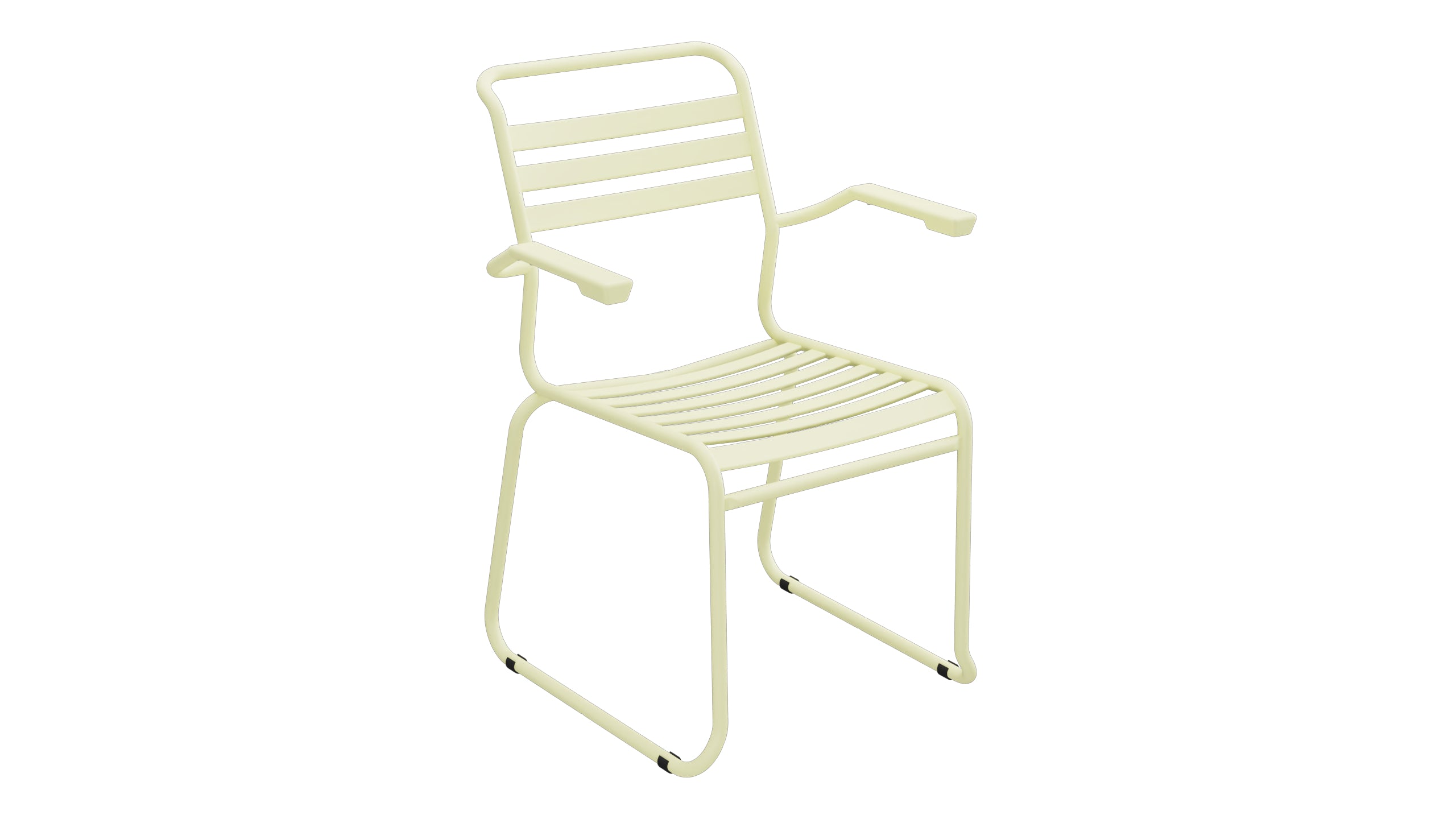 Säntis Lättli-Gartenstuhl mit Armlehne Kufen in Buchsbaumgelb präsentiert im Onlineshop von KAQTU Design AG. Gartenstuhl mit Armlehnen ist von Schaffner