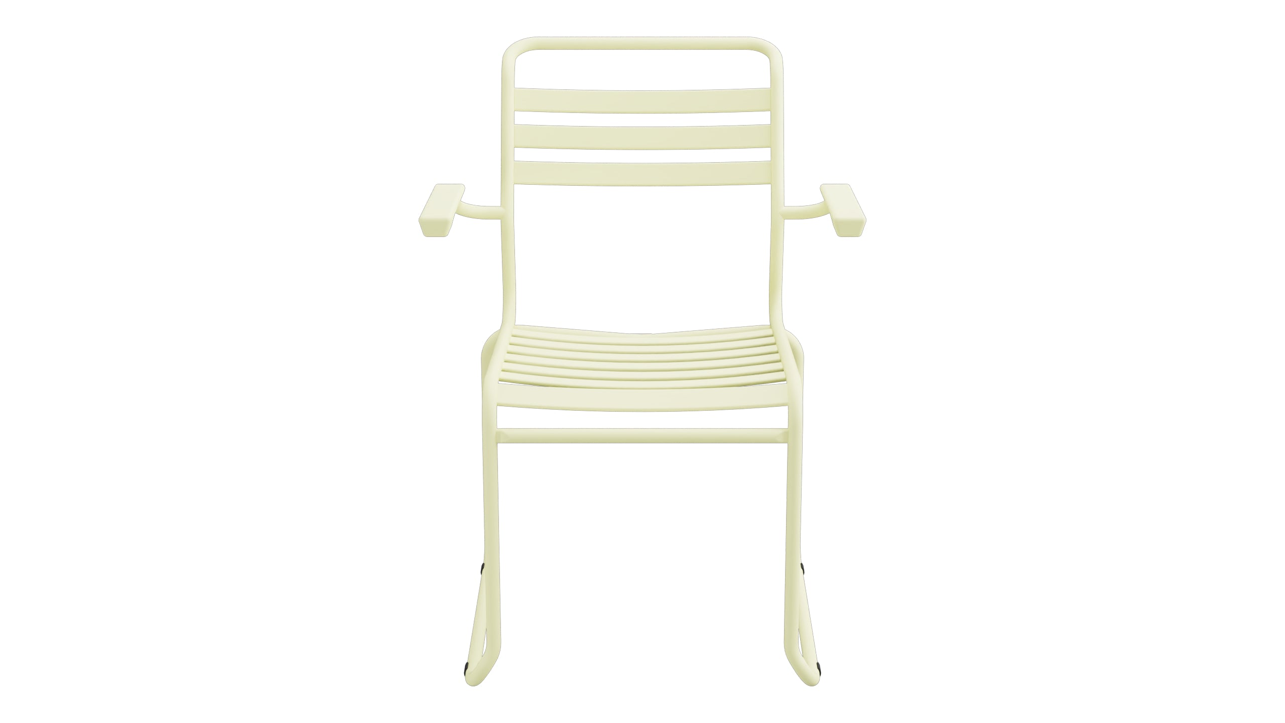 Säntis Lättli-Gartenstuhl mit Armlehne Kufen in Buchsbaumgelb präsentiert im Onlineshop von KAQTU Design AG. Gartenstuhl mit Armlehnen ist von Schaffner