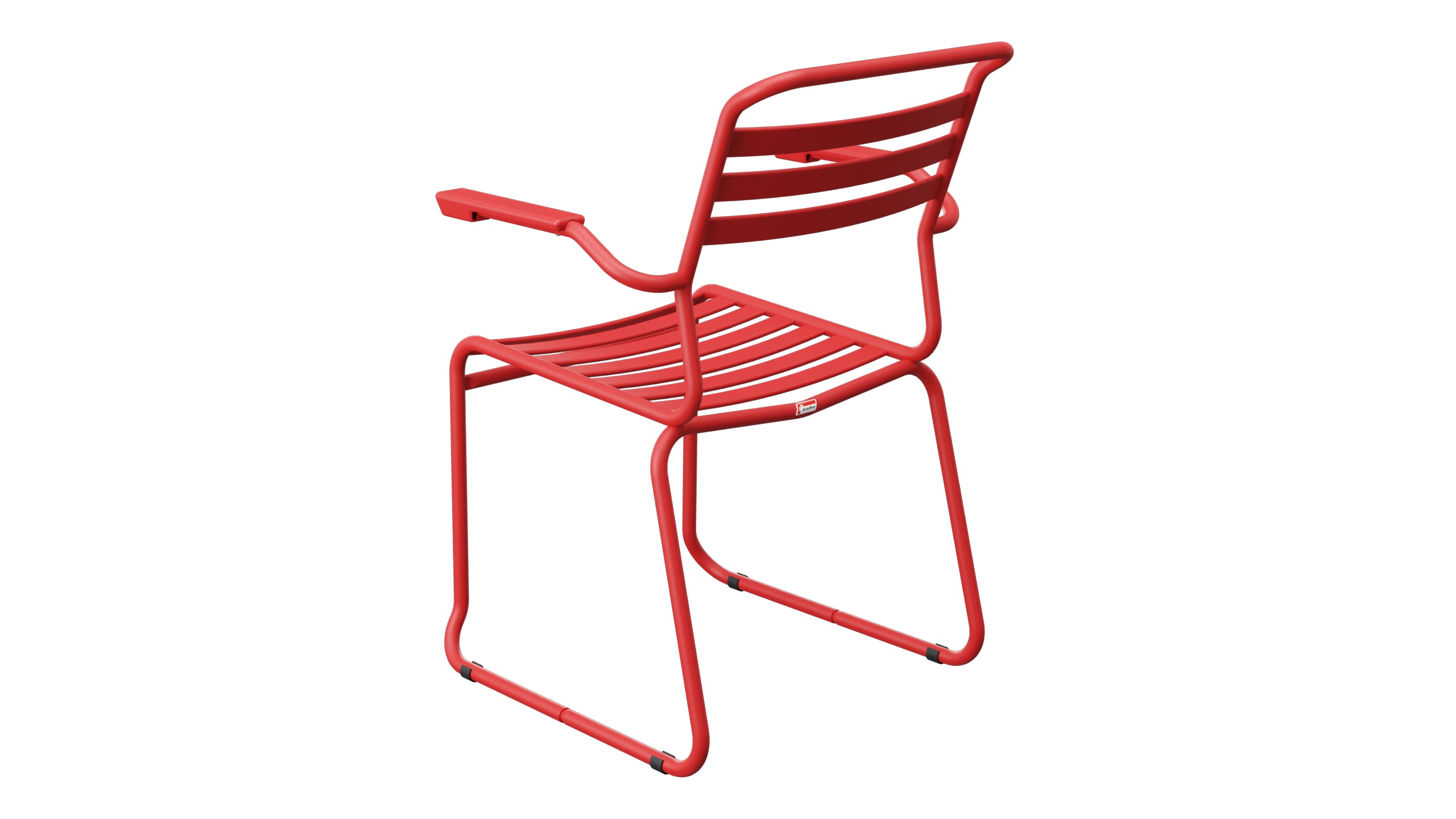 Säntis Lättli-Gartenstuhl mit Armlehne Kufen in Rot präsentiert im Onlineshop von KAQTU Design AG. Gartenstuhl mit Armlehnen ist von Schaffner