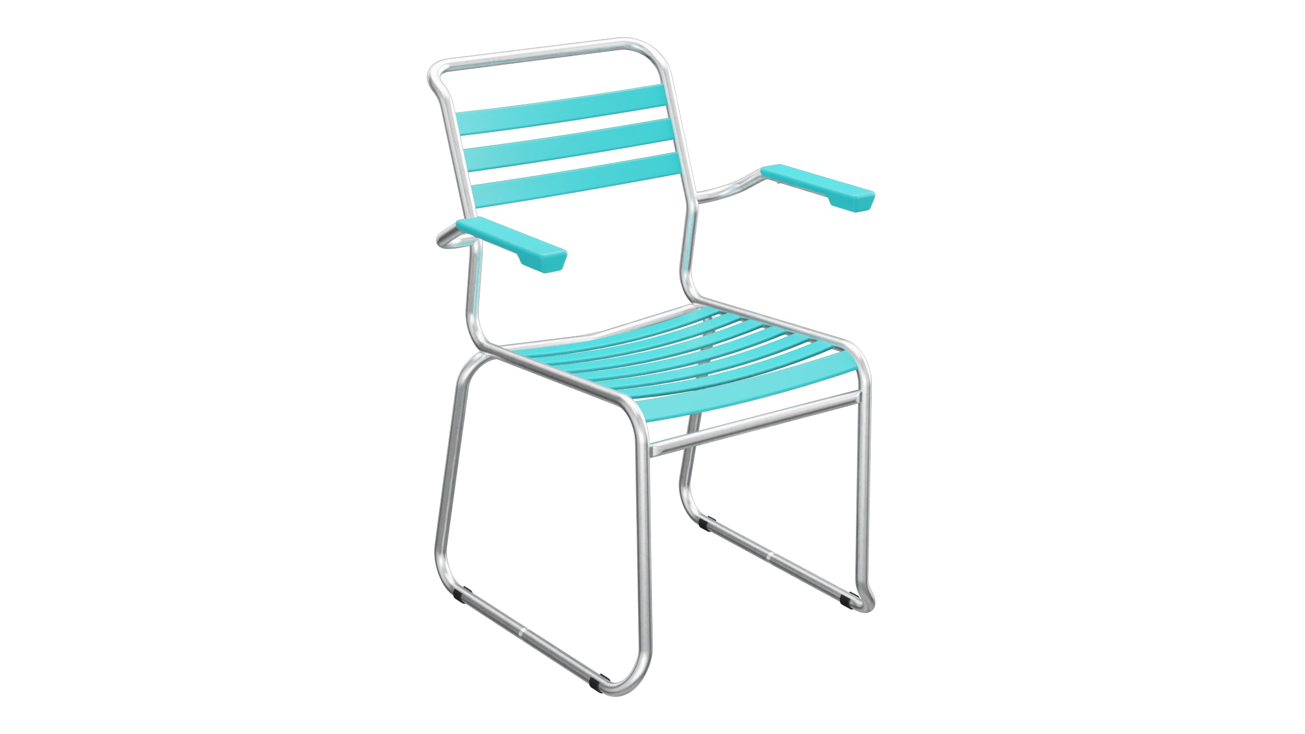 Säntis Lättli-Gartenstuhl mit Armlehne Kufen in Türkis präsentiert im Onlineshop von KAQTU Design AG. Gartenstuhl mit Armlehnen ist von Schaffner