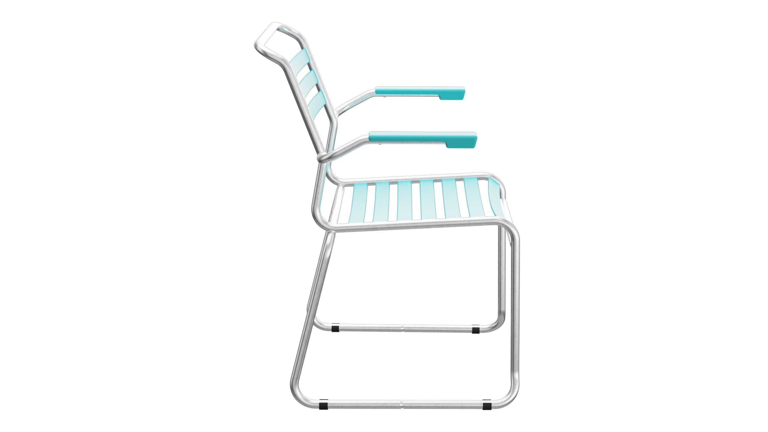 Säntis Lättli-Gartenstuhl mit Armlehne Kufen in Türkis präsentiert im Onlineshop von KAQTU Design AG. Gartenstuhl mit Armlehnen ist von Schaffner