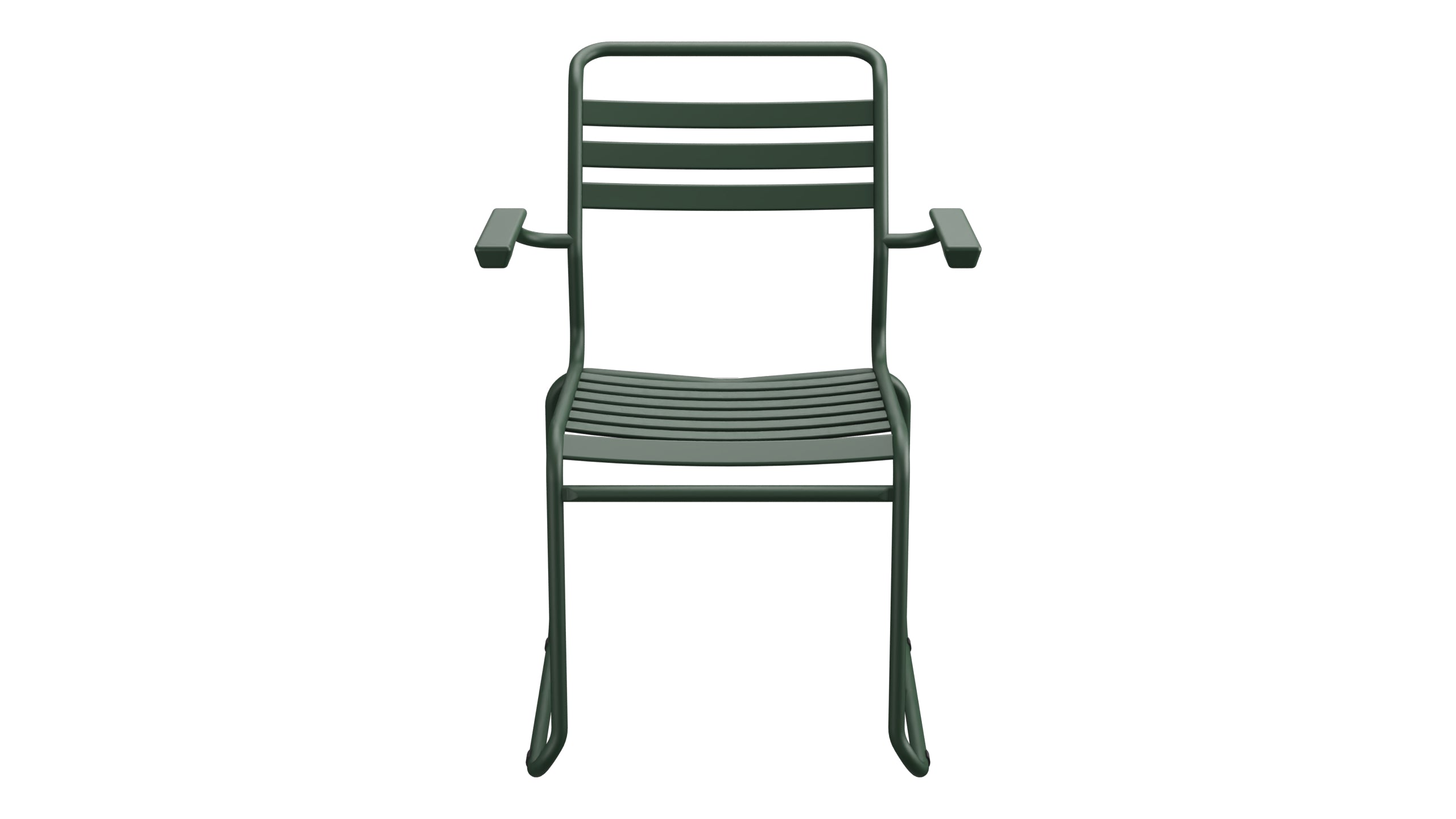 Säntis Lättli-Gartenstuhl mit Armlehne Kufen in Tannengrün präsentiert im Onlineshop von KAQTU Design AG. Gartenstuhl mit Armlehnen ist von Schaffner