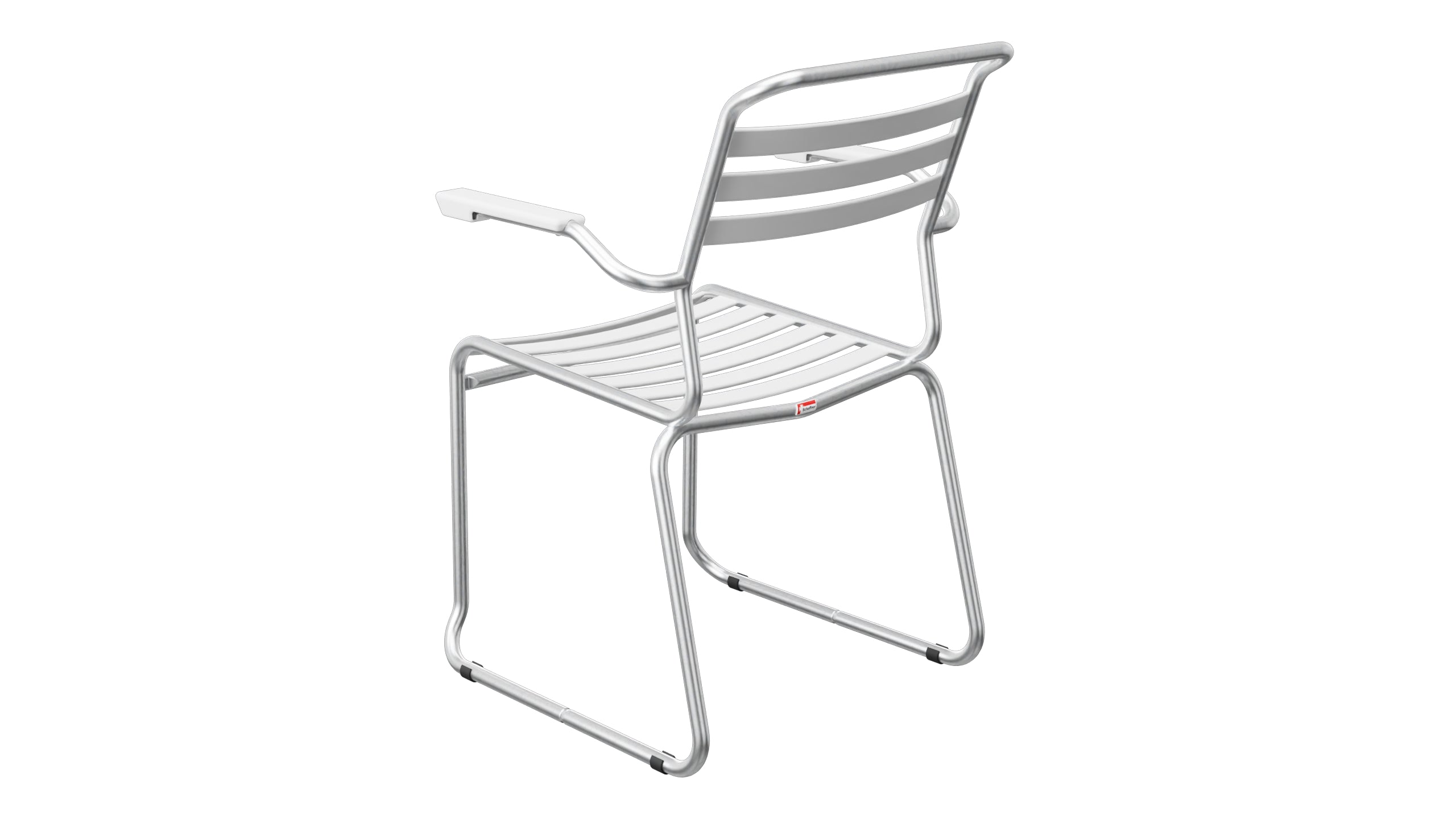Säntis Lättli-Gartenstuhl mit Armlehne Kufen in Weiss präsentiert im Onlineshop von KAQTU Design AG. Gartenstuhl mit Armlehnen ist von Schaffner