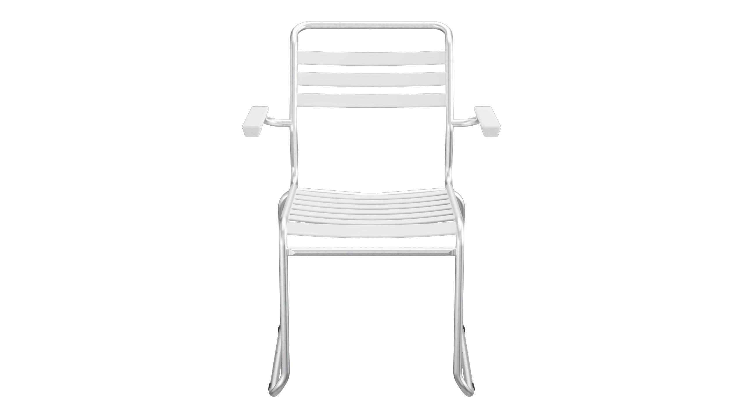 Säntis Lättli-Gartenstuhl mit Armlehne Kufen in Weiss präsentiert im Onlineshop von KAQTU Design AG. Gartenstuhl mit Armlehnen ist von Schaffner