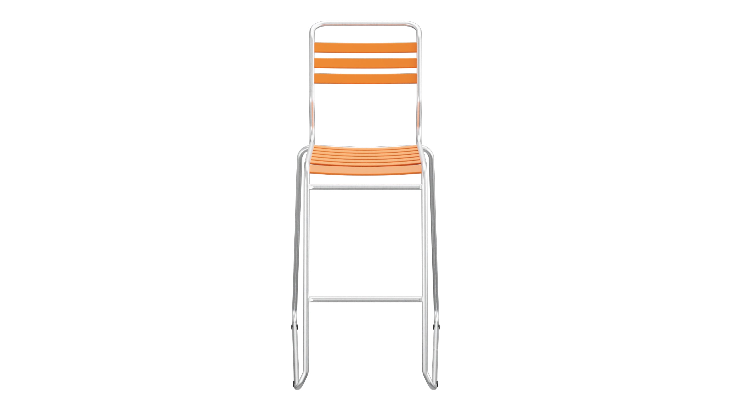Säntis Lättli-Barstuhl ohne Armlehne Kufen in Orange präsentiert im Onlineshop von KAQTU Design AG. Outdoor-Barstuhl ist von Schaffner
