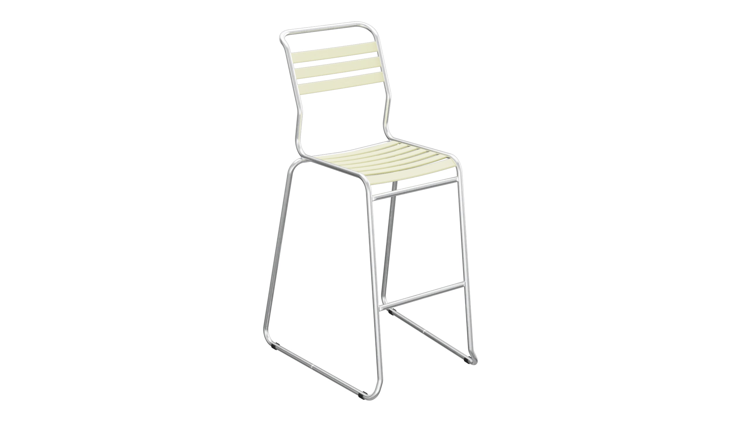 Säntis Lättli-Barstuhl ohne Armlehne Kufen in Buchsbaumgelb präsentiert im Onlineshop von KAQTU Design AG. Outdoor-Barstuhl ist von Schaffner