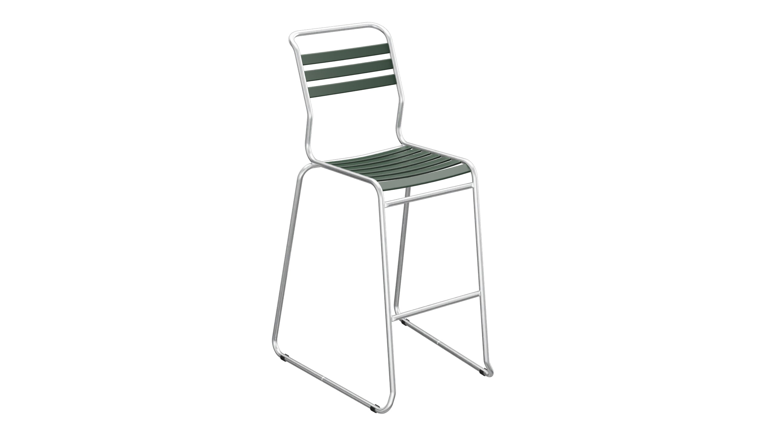 Säntis Lättli-Barstuhl ohne Armlehne Kufen in Tannengrün präsentiert im Onlineshop von KAQTU Design AG. Outdoor-Barstuhl ist von Schaffner