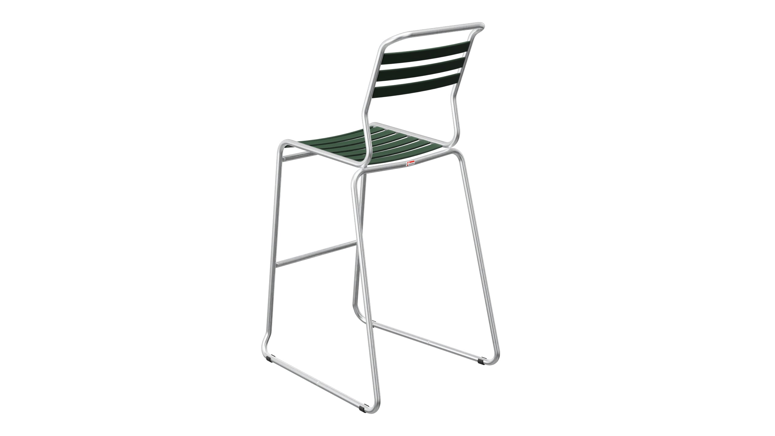 Säntis Lättli-Barstuhl ohne Armlehne Kufen in Tannengrün präsentiert im Onlineshop von KAQTU Design AG. Outdoor-Barstuhl ist von Schaffner