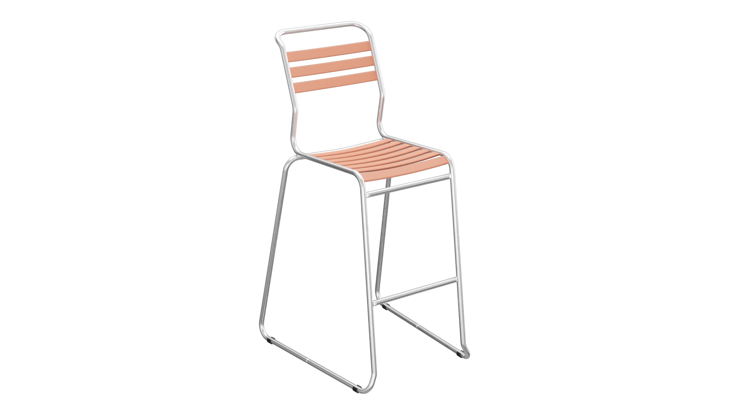 Säntis Lättli-Barstuhl ohne Armlehne Kufen in Pastellterracotta präsentiert im Onlineshop von KAQTU Design AG. Outdoor-Barstuhl ist von Schaffner