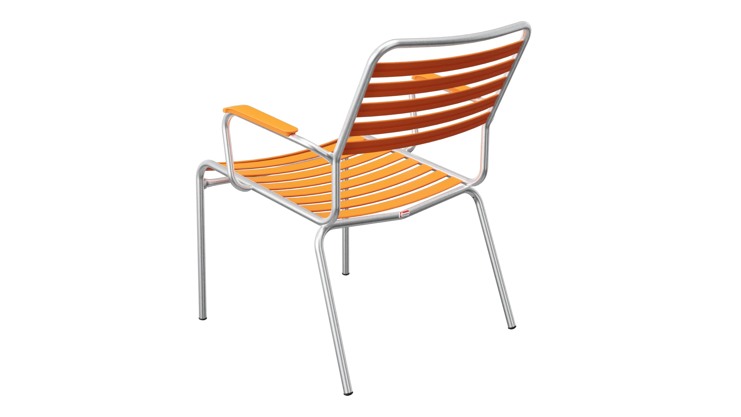 Rigi Lättli-Salonsessel mit Armlehne in Orange präsentiert im Onlineshop von KAQTU Design AG. Gartenstuhl mit Armlehnen ist von Schaffner