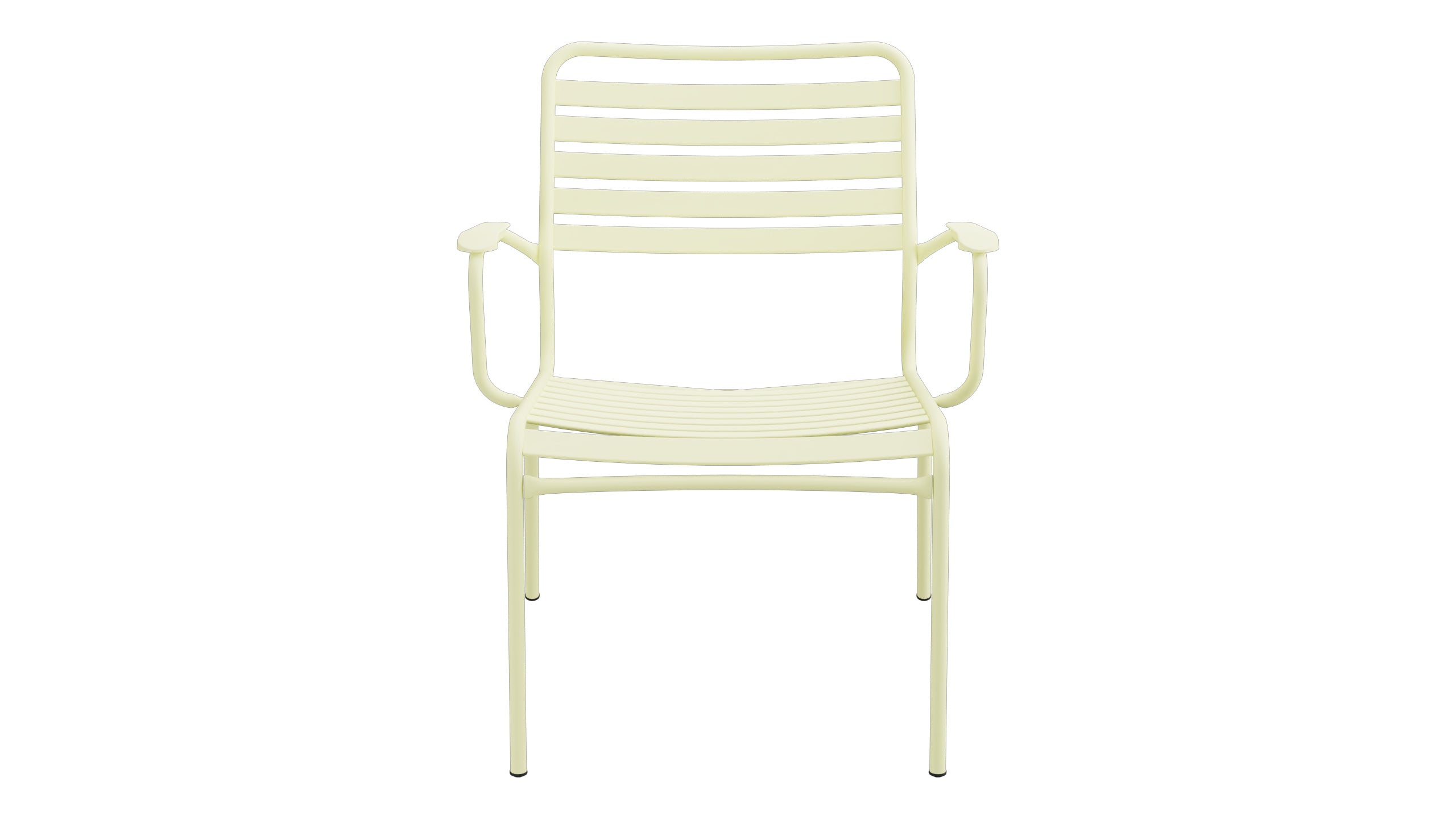 Rigi Lättli-Salonsessel mit Armlehne in Buchsbaumgelb präsentiert im Onlineshop von KAQTU Design AG. Gartenstuhl mit Armlehnen ist von Schaffner