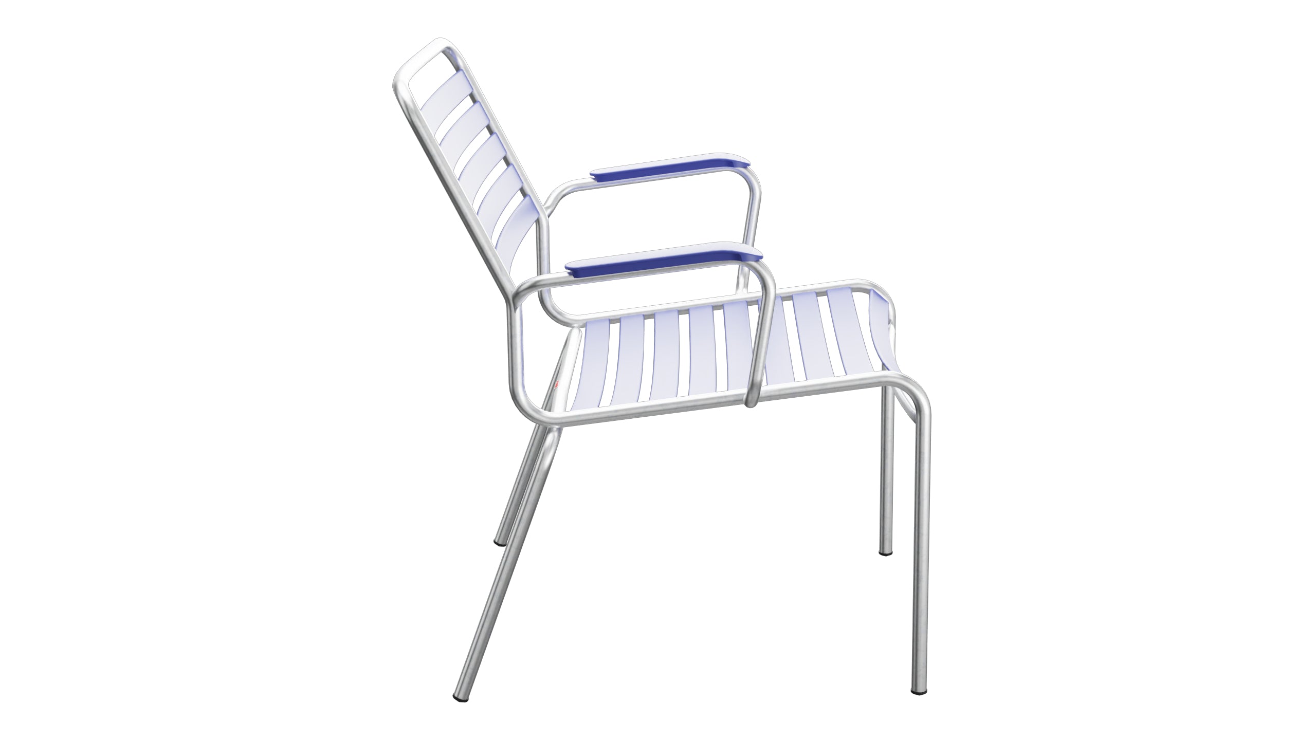 Rigi Lättli-Salonsessel mit Armlehne in Blau präsentiert im Onlineshop von KAQTU Design AG. Gartenstuhl mit Armlehnen ist von Schaffner
