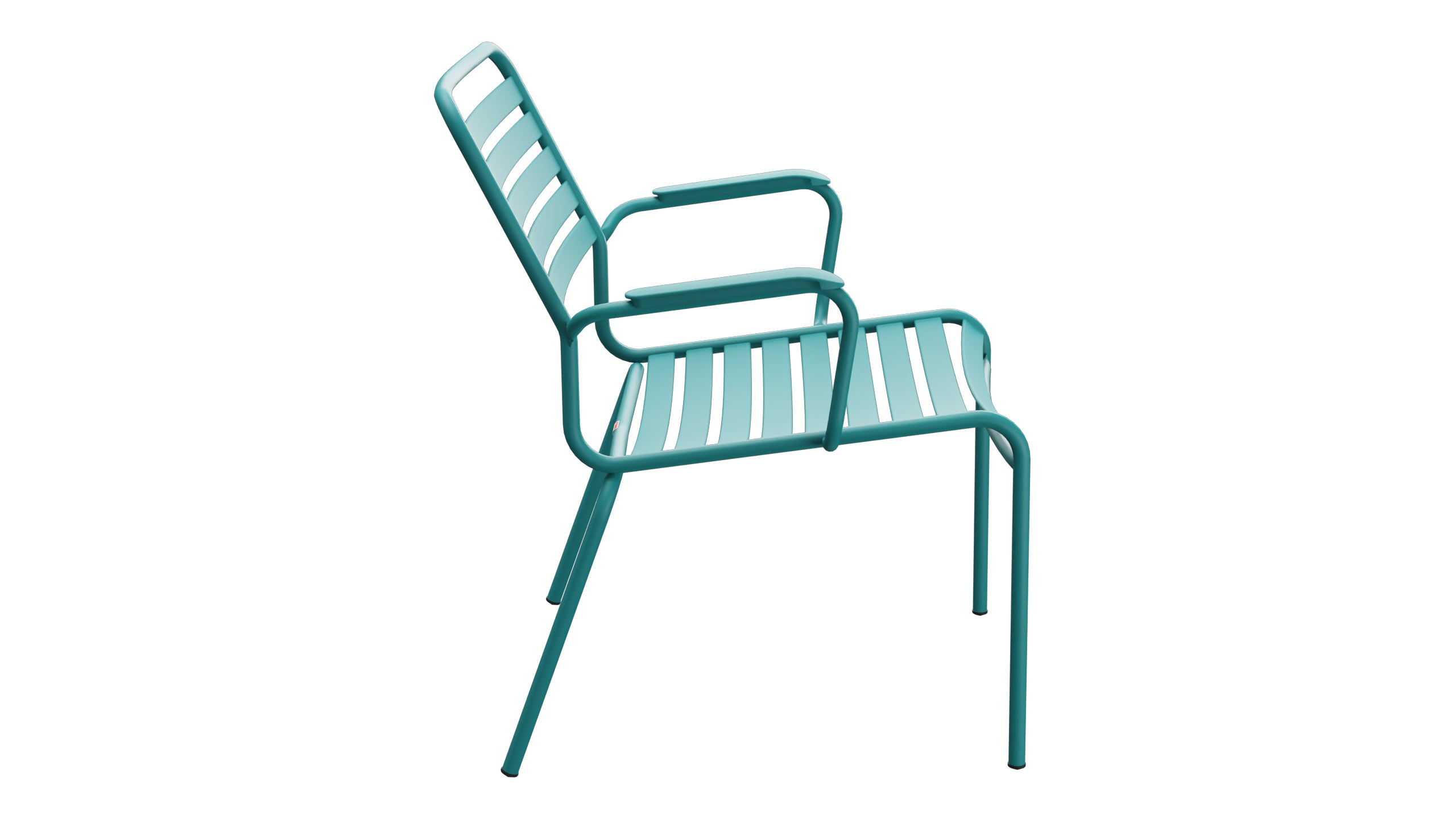 Rigi Lättli-Salonsessel mit Armlehne in Kaliblau präsentiert im Onlineshop von KAQTU Design AG. Gartenstuhl mit Armlehnen ist von Schaffner