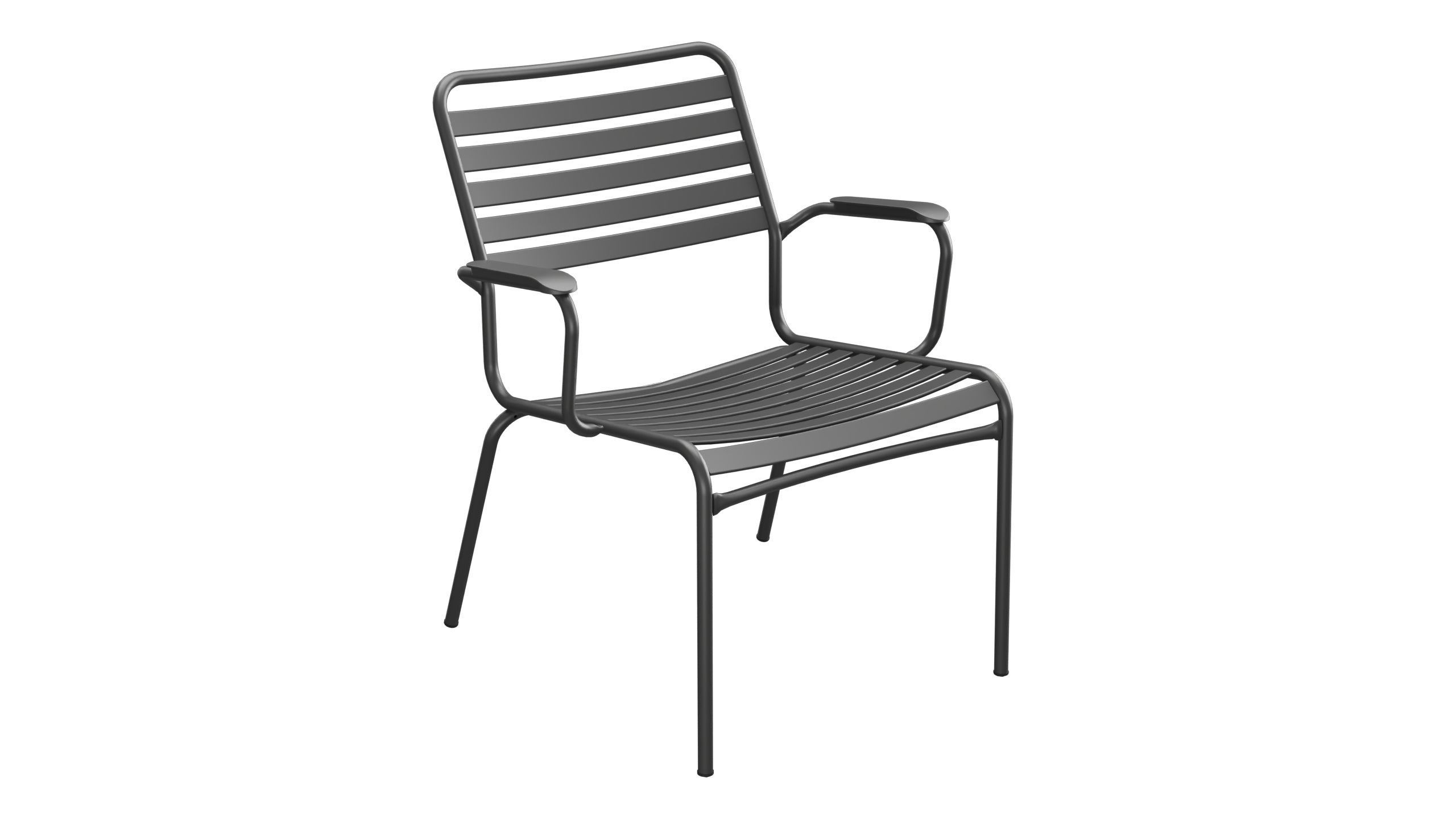 Rigi Lättli-Salonsessel mit Armlehne in Anthrazit präsentiert im Onlineshop von KAQTU Design AG. Gartenstuhl mit Armlehnen ist von Schaffner