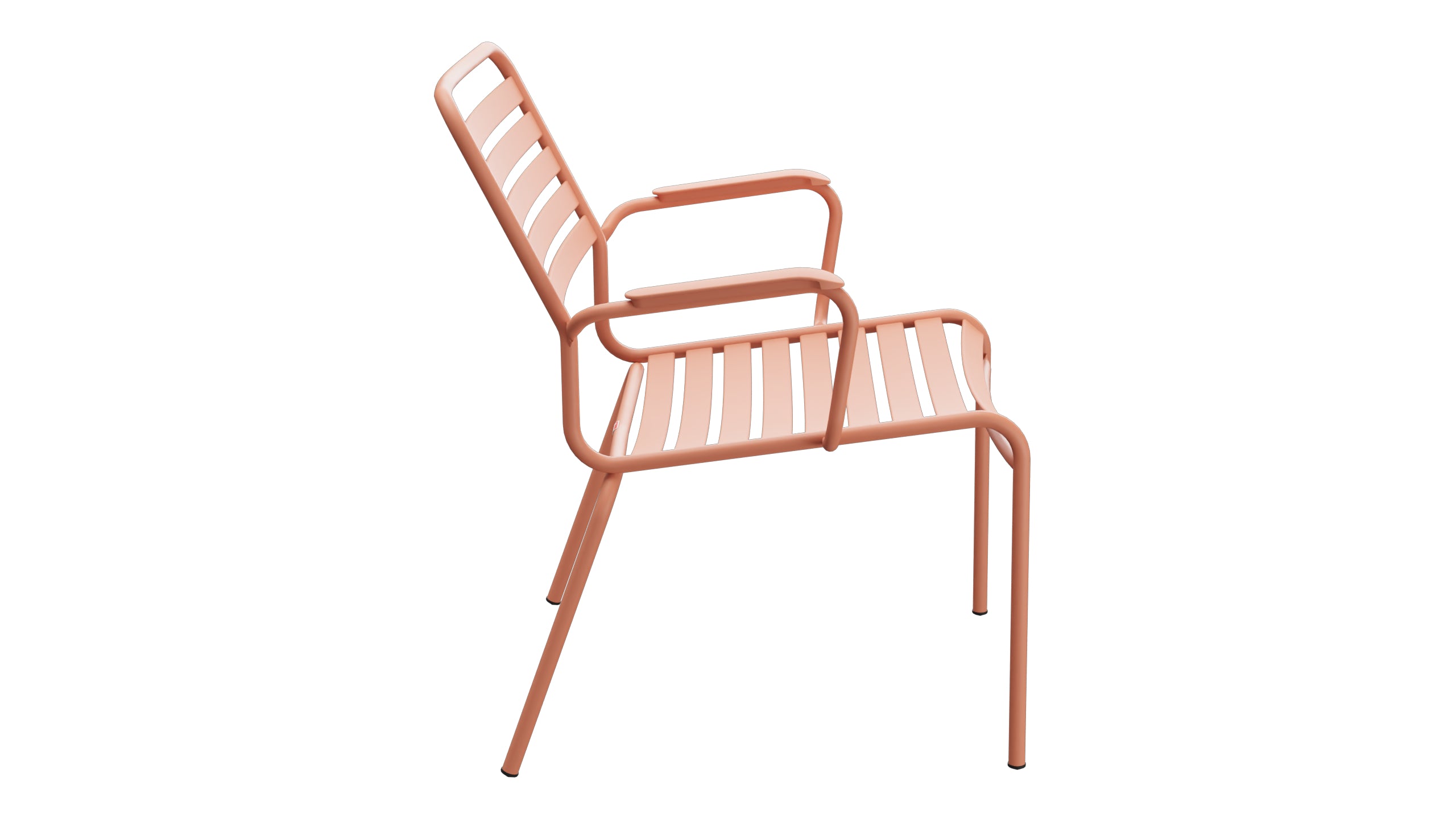 Rigi Lättli-Salonsessel mit Armlehne in Pastellterracotta präsentiert im Onlineshop von KAQTU Design AG. Gartenstuhl mit Armlehnen ist von Schaffner