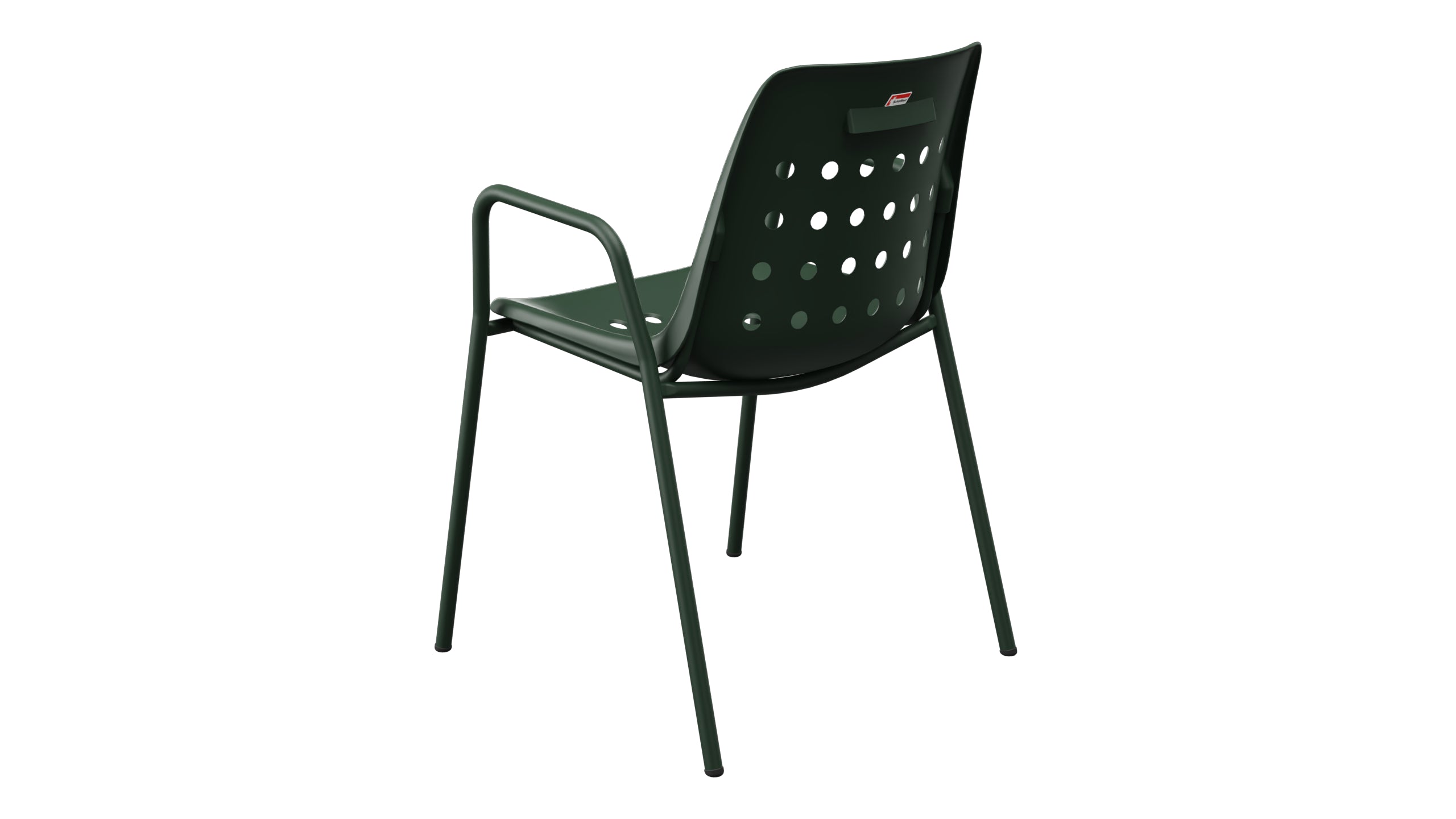 Bermuda Schalen-Gartenstuhl mit Armlehne rund in Tannengrün präsentiert im Onlineshop von KAQTU Design AG. Gartenstuhl mit Armlehnen ist von Schaffner
