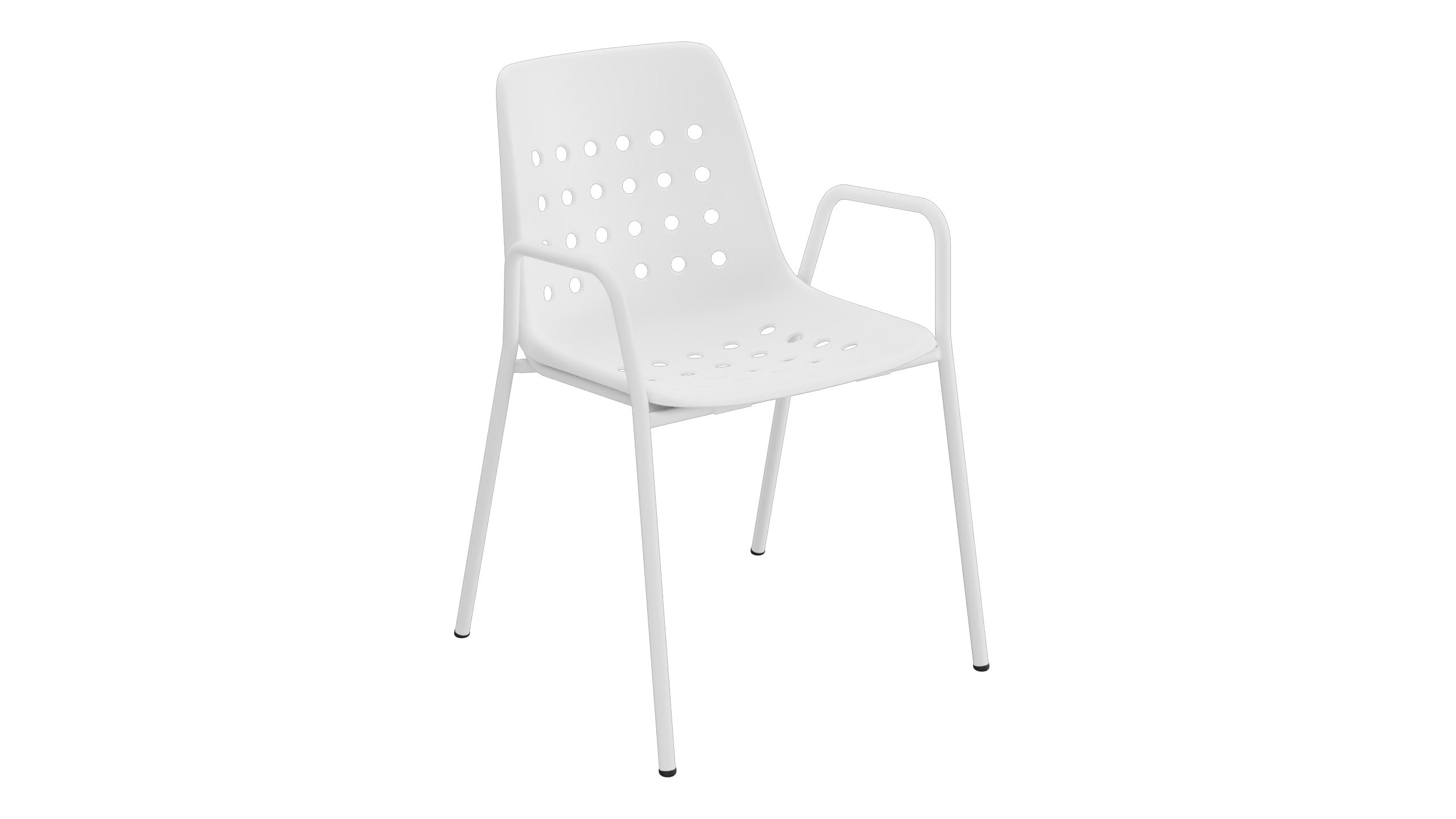 Bermuda Schalen-Gartenstuhl mit Armlehne rund in Weiss präsentiert im Onlineshop von KAQTU Design AG. Gartenstuhl mit Armlehnen ist von Schaffner