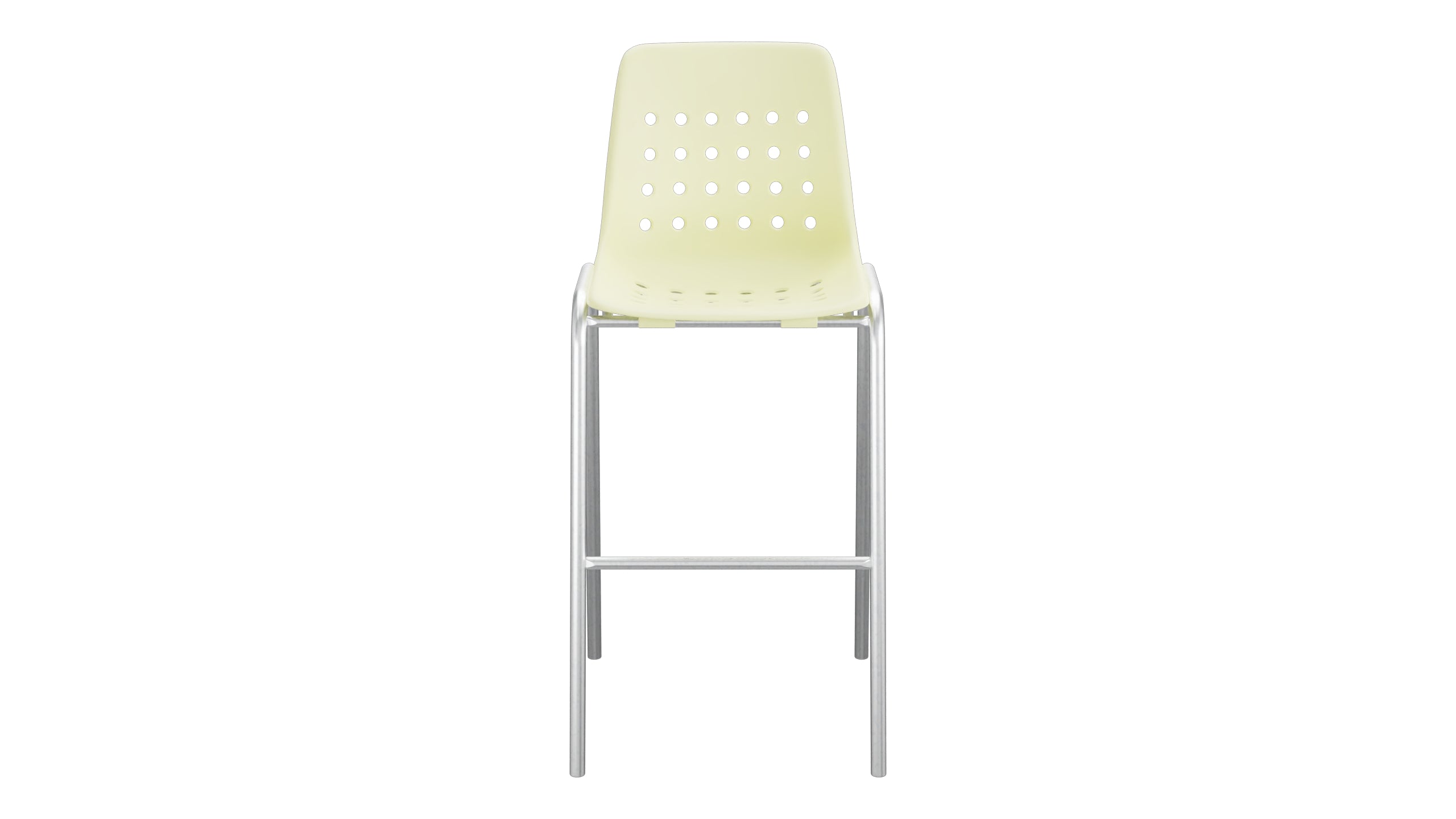Bermuda Schalen-Barstuhl ohne Armlehne in Buchsbaumgelb präsentiert im Onlineshop von KAQTU Design AG. Outdoor-Barstuhl ist von Schaffner