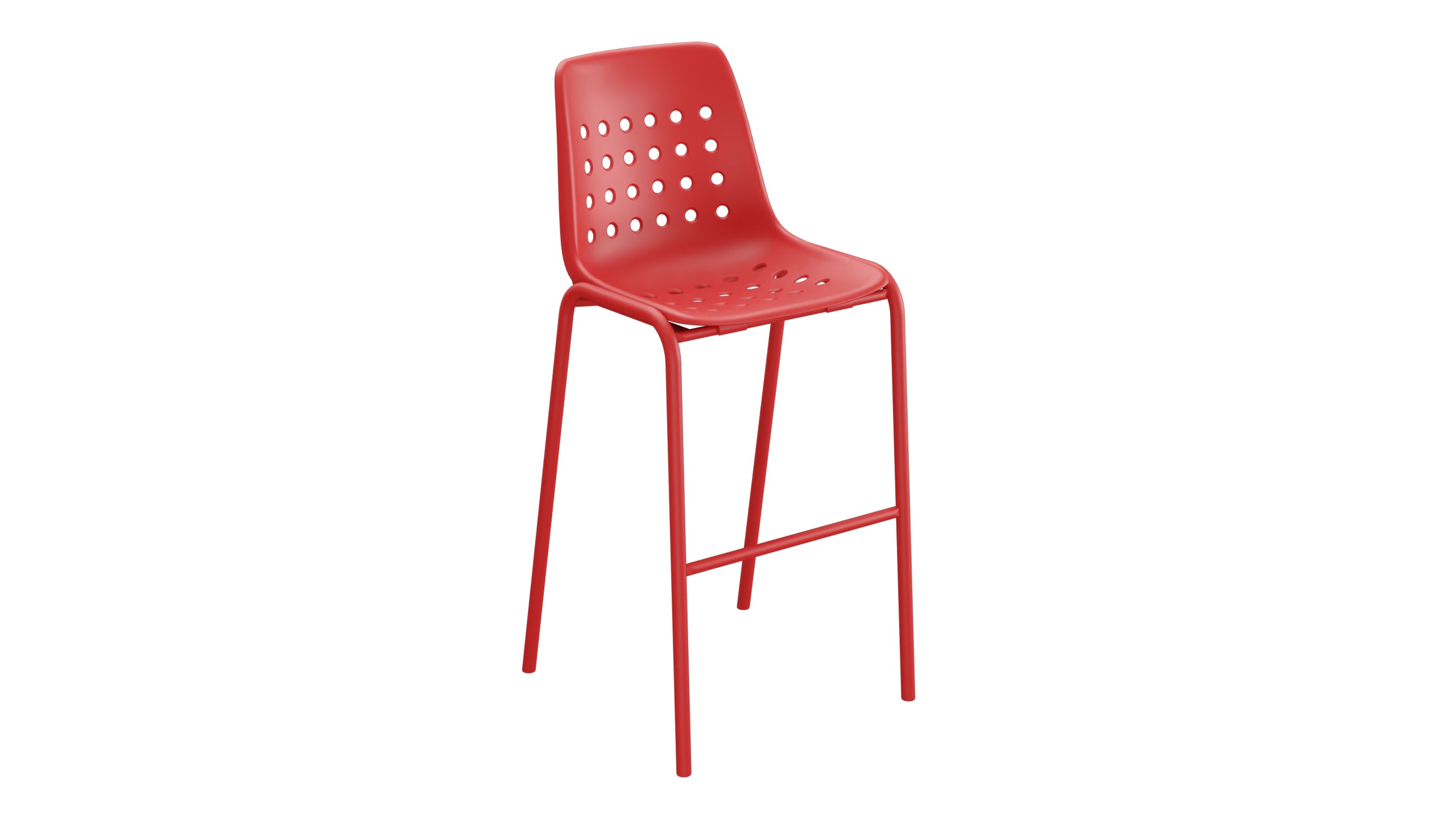 Bermuda Schalen-Barstuhl ohne Armlehne in Rot präsentiert im Onlineshop von KAQTU Design AG. Outdoor-Barstuhl ist von Schaffner