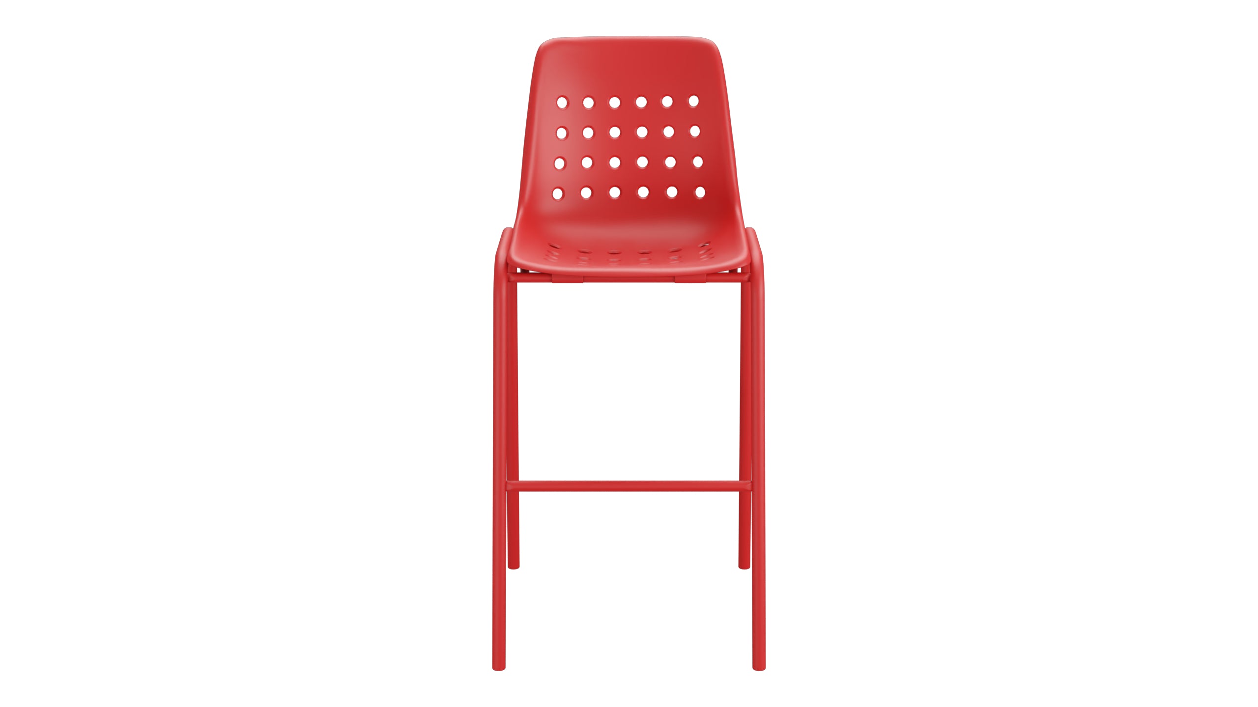 Bermuda Schalen-Barstuhl ohne Armlehne in Rot präsentiert im Onlineshop von KAQTU Design AG. Outdoor-Barstuhl ist von Schaffner
