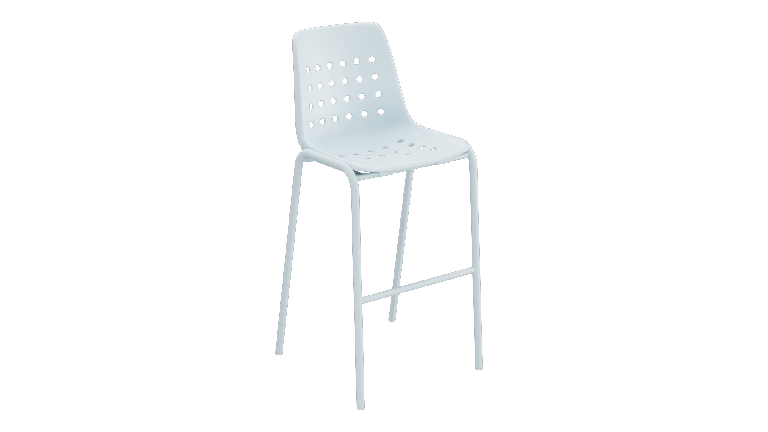 Bermuda Schalen-Barstuhl ohne Armlehne in Pastellblau präsentiert im Onlineshop von KAQTU Design AG. Outdoor-Barstuhl ist von Schaffner